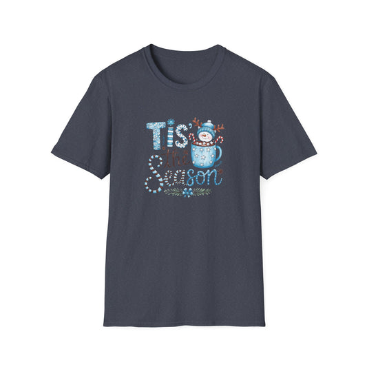 'Tis the Season Unisex Softstyle T-Shirt - Festive Holiday Tee with Snowman Design