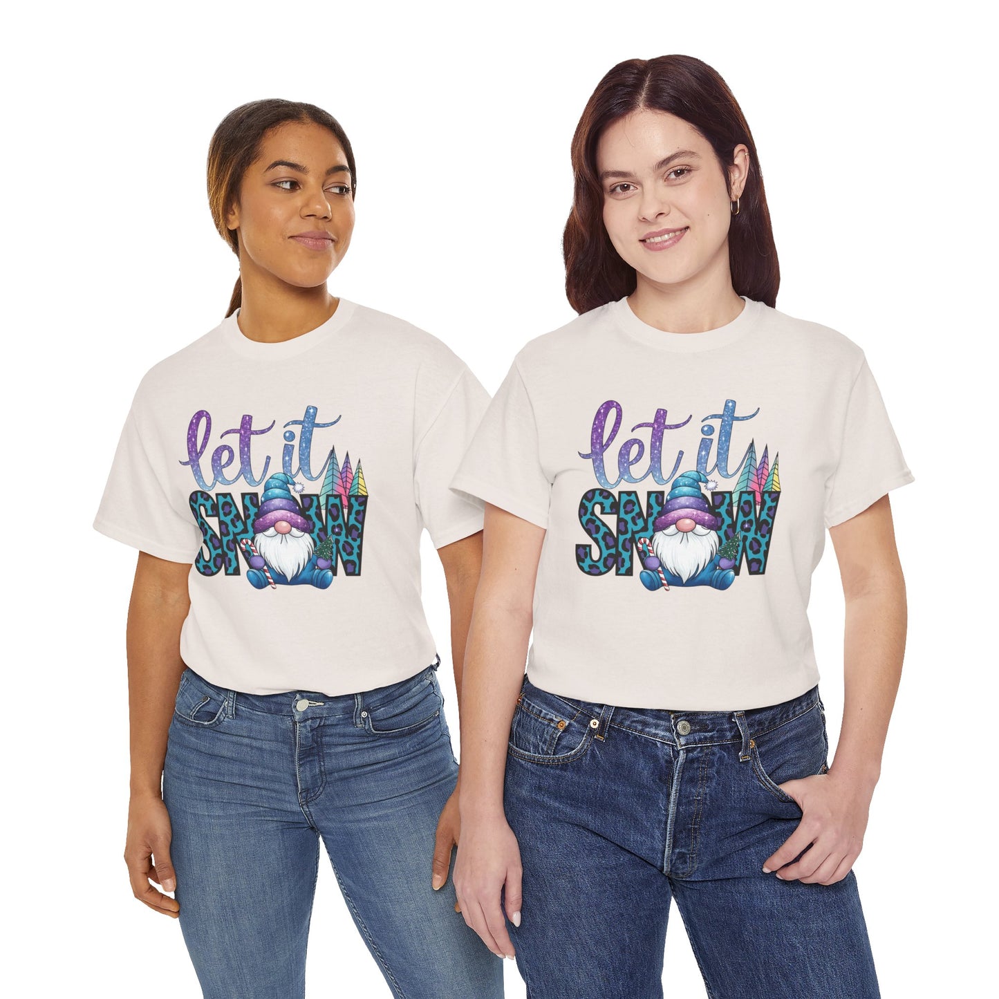 Let It Snow Unisex Heavy Cotton Tee - Fun Winter Holiday Gnome Design