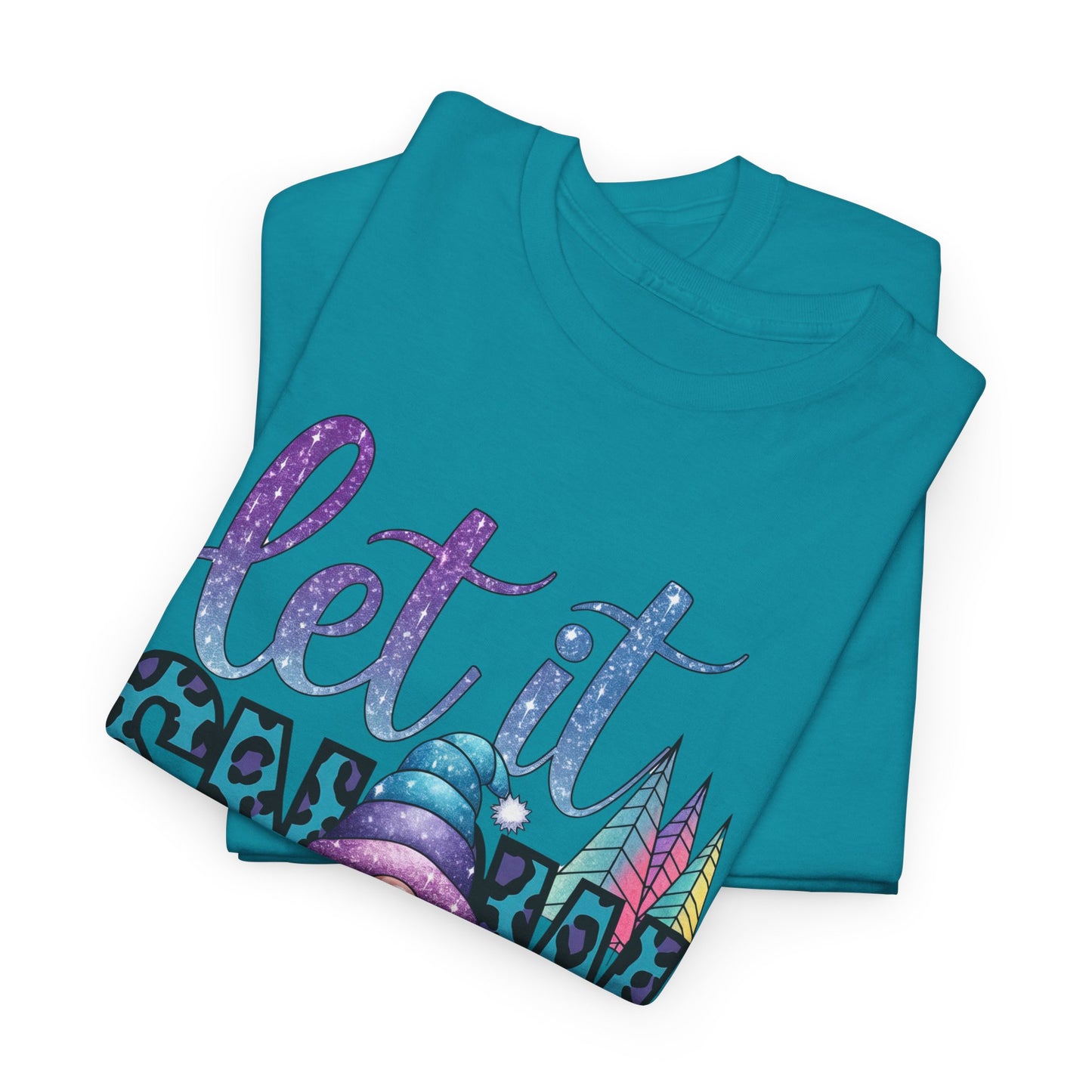 Let It Snow Unisex Heavy Cotton Tee - Fun Winter Holiday Gnome Design