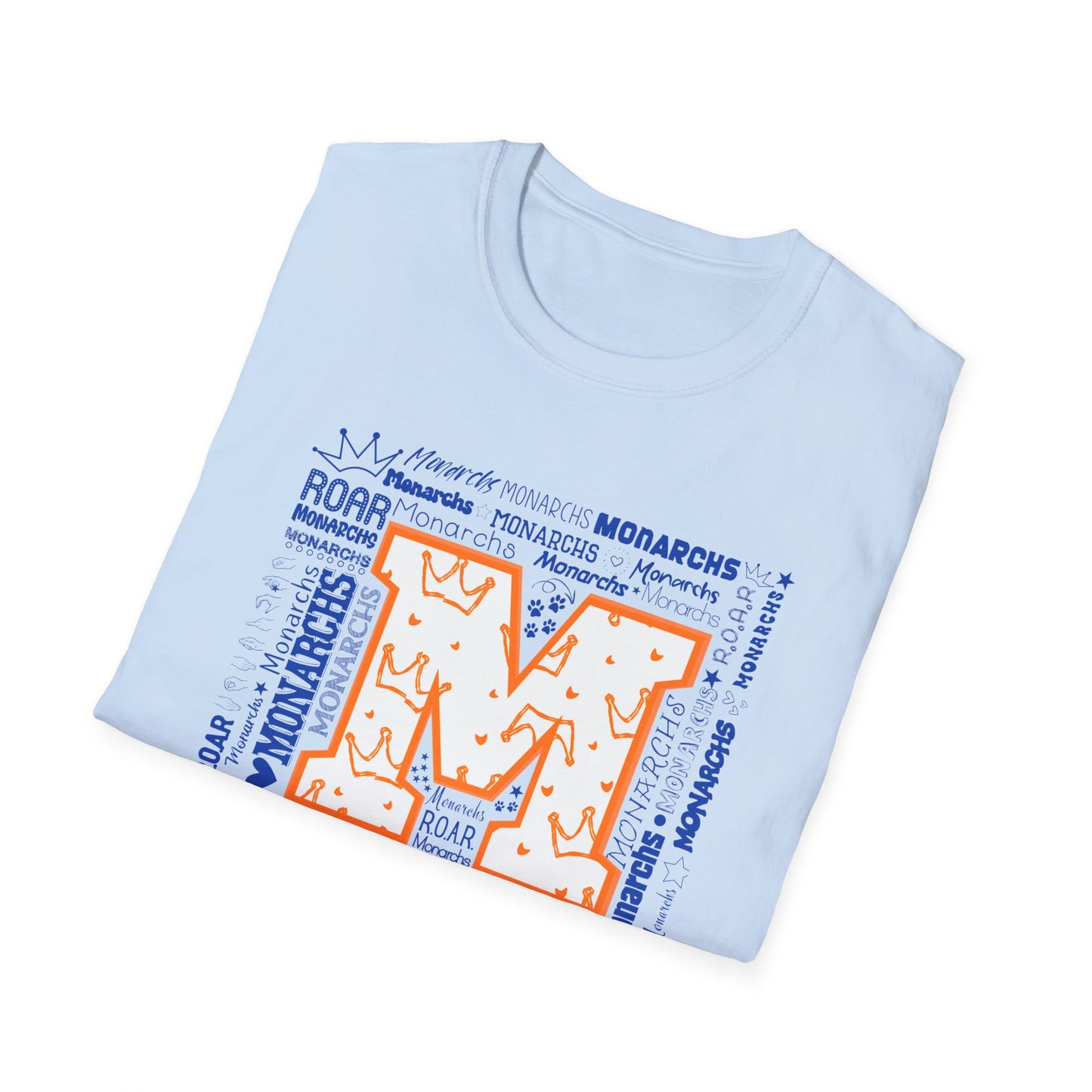 Orange Crown M Monarchs Unisex Softstyle T-Shirt - ROAR Design