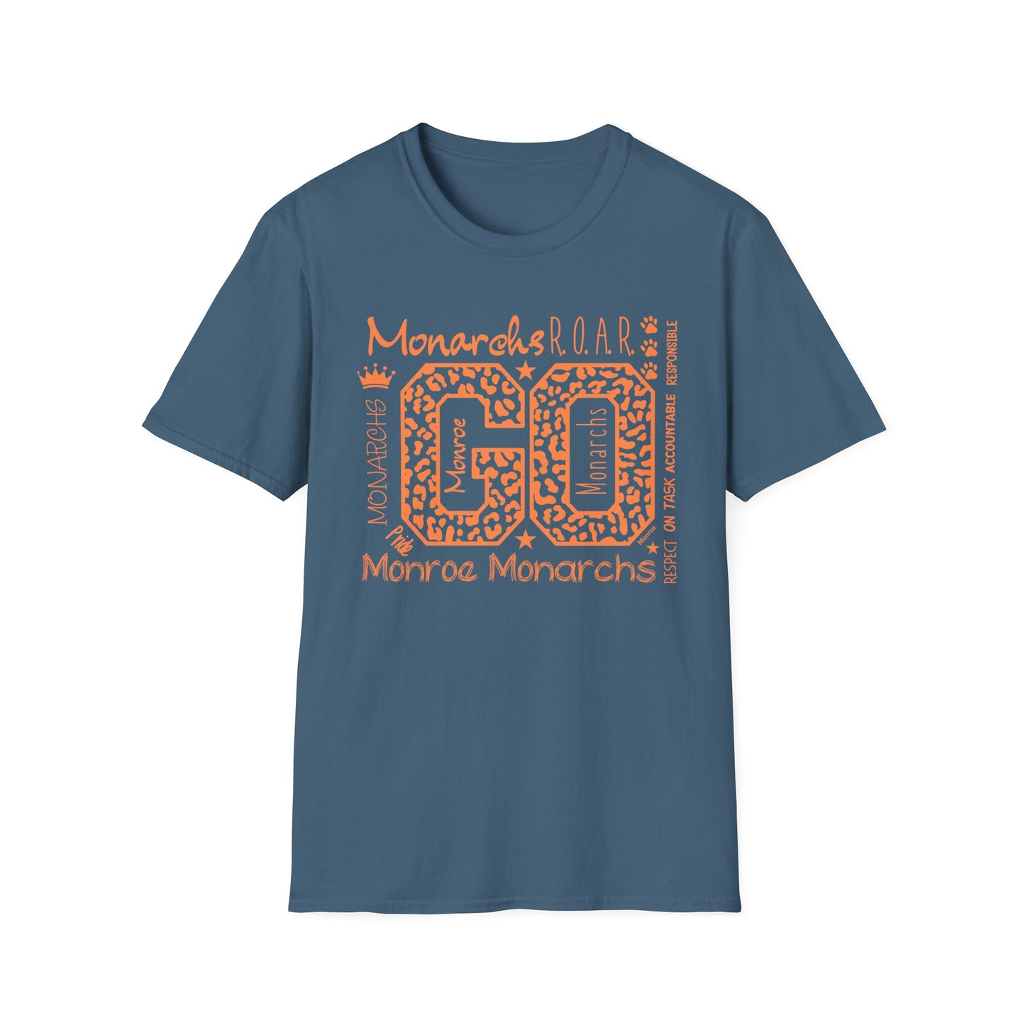 Go  Monarchs Orange Leopard Print Unisex Softstyle T-Shirt