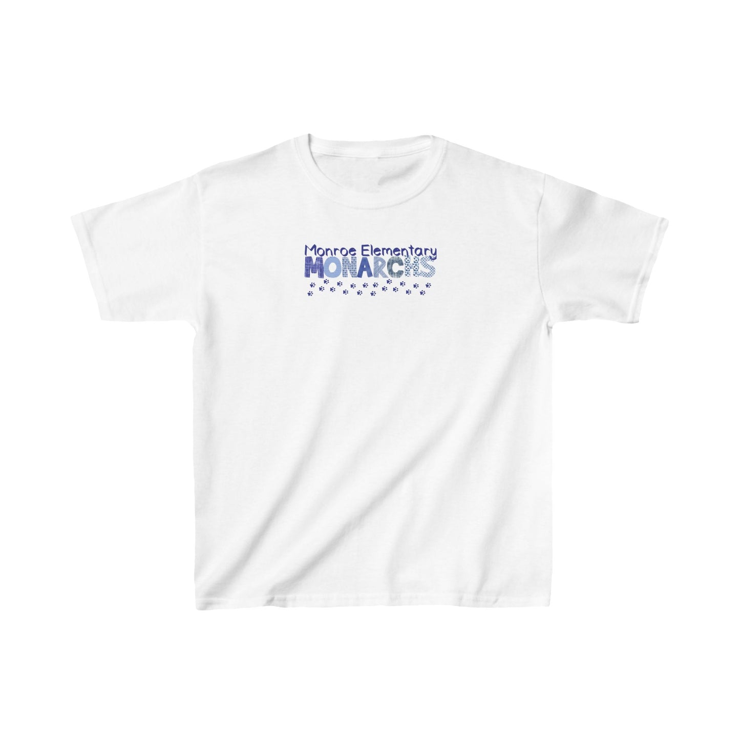 Kids Monroe Elementary Monarchs Blue Pattern Heavy Cotton™ Tee - School Spirit Shirt