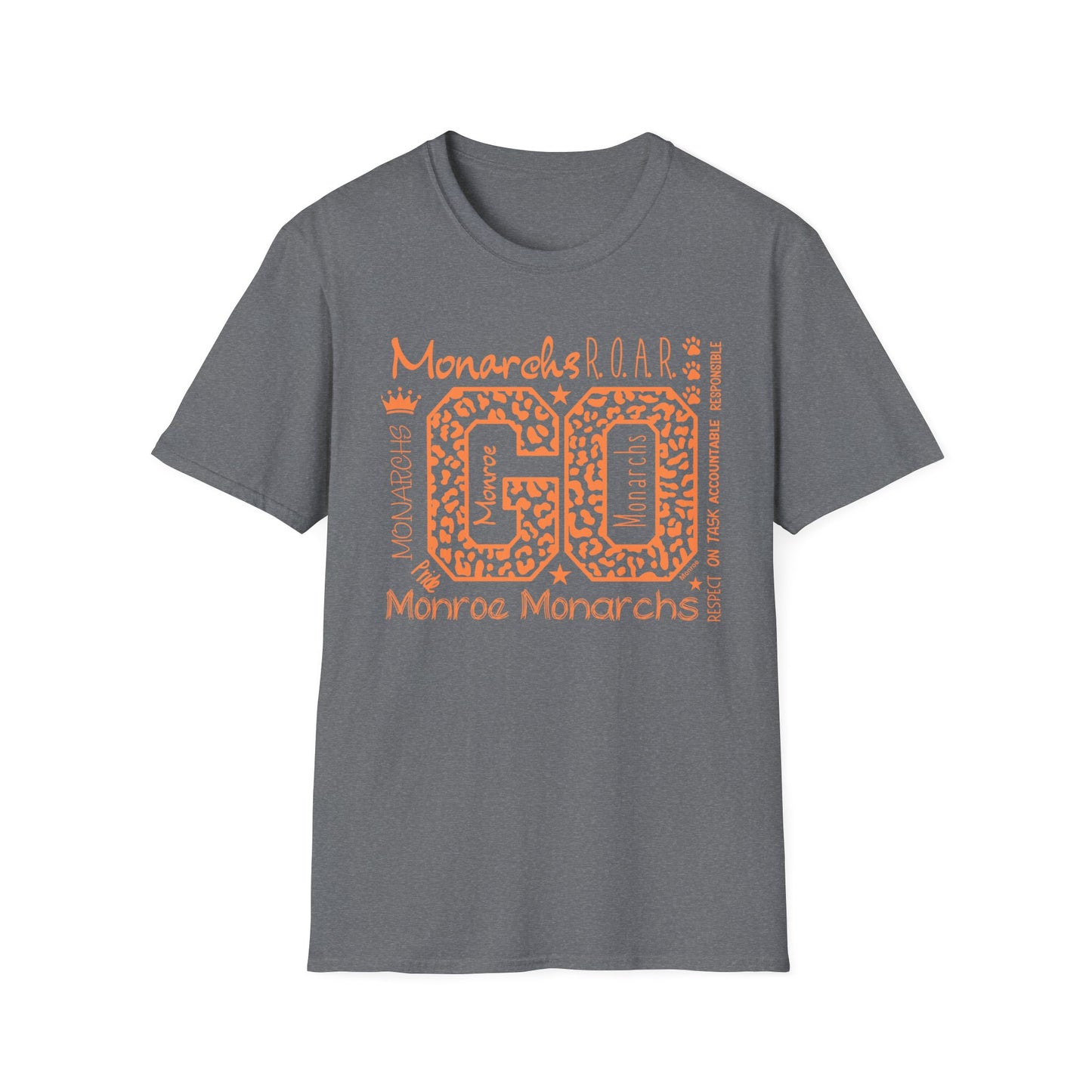 Go  Monarchs Orange Leopard Print Unisex Softstyle T-Shirt