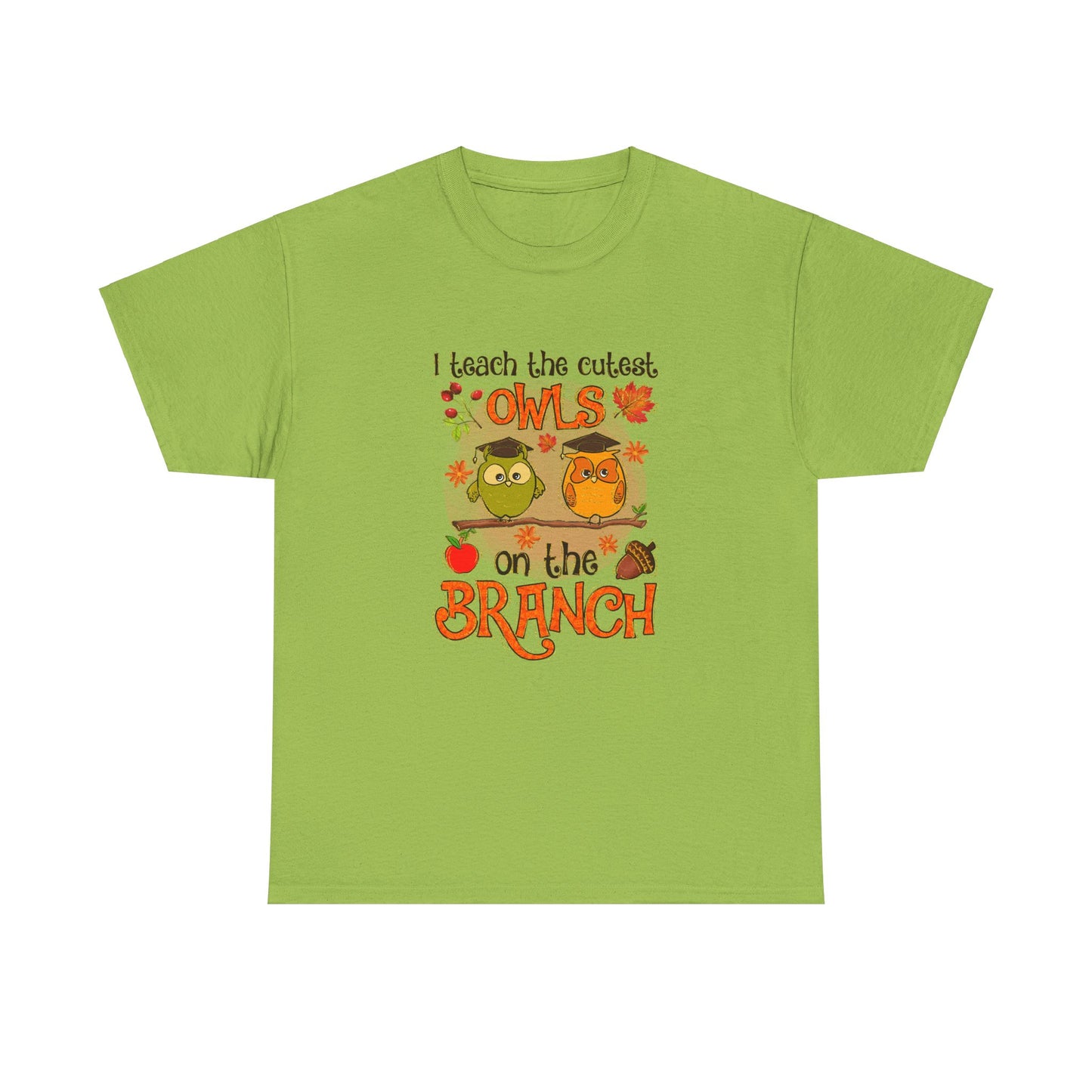 I Teacher The Cutest Owls on the Branch Fall Teacher Unisex Heavy Cotton Tee
