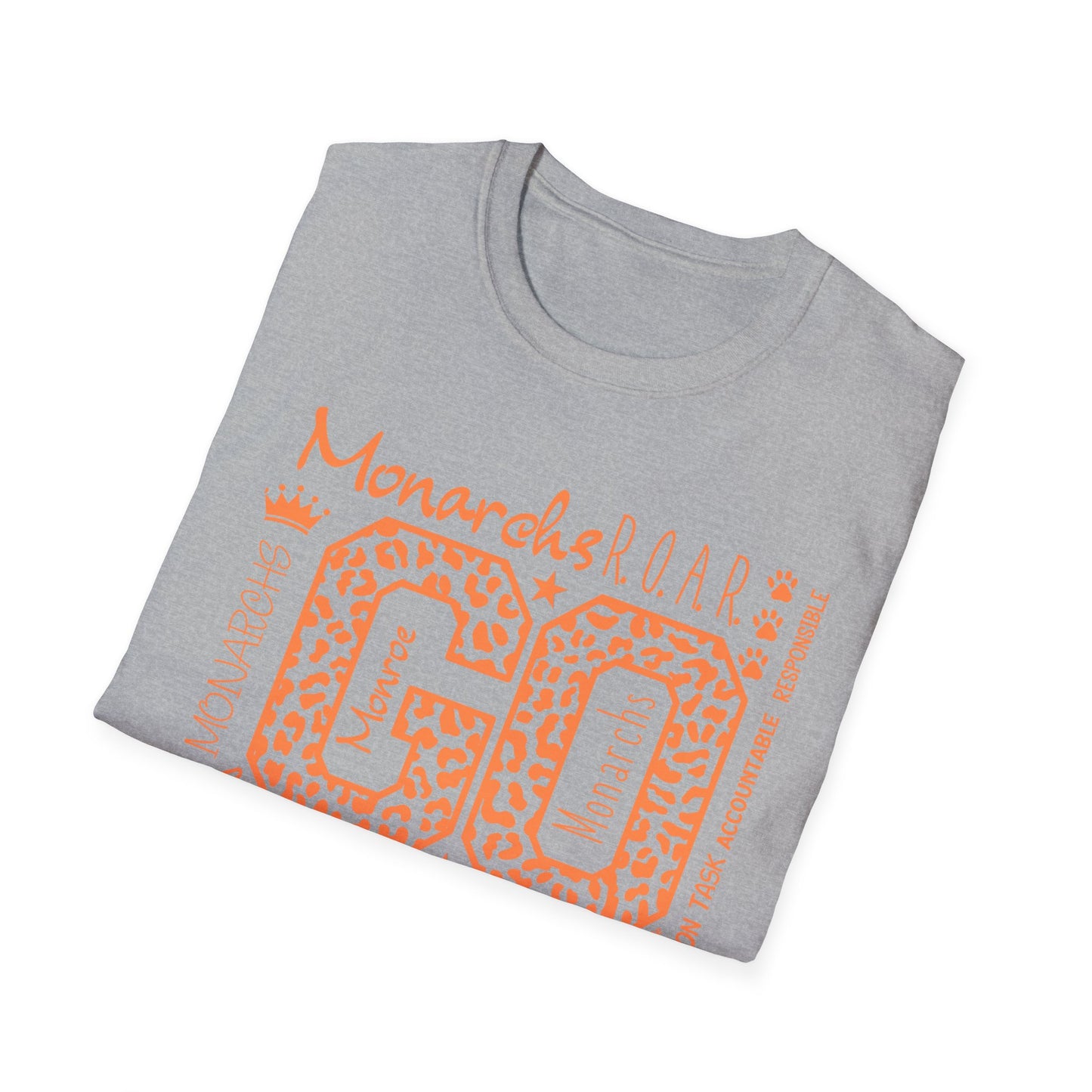 Go  Monarchs Orange Leopard Print Unisex Softstyle T-Shirt
