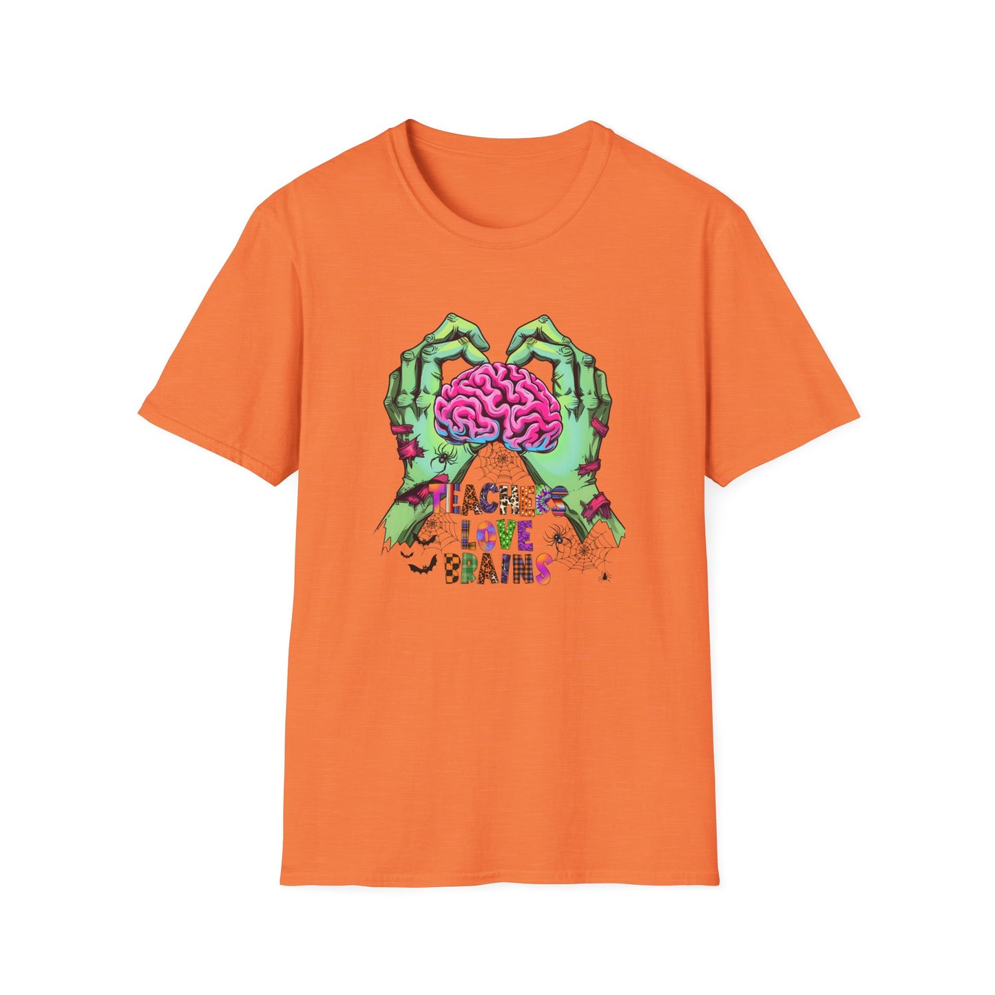 Teachers Love Brains Graphic T-Shirt for Halloween Enthusiasts