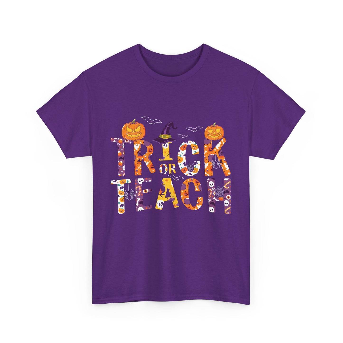 Trick or Teach Halloween School Teacher Unisex Heavy Cotton Tee