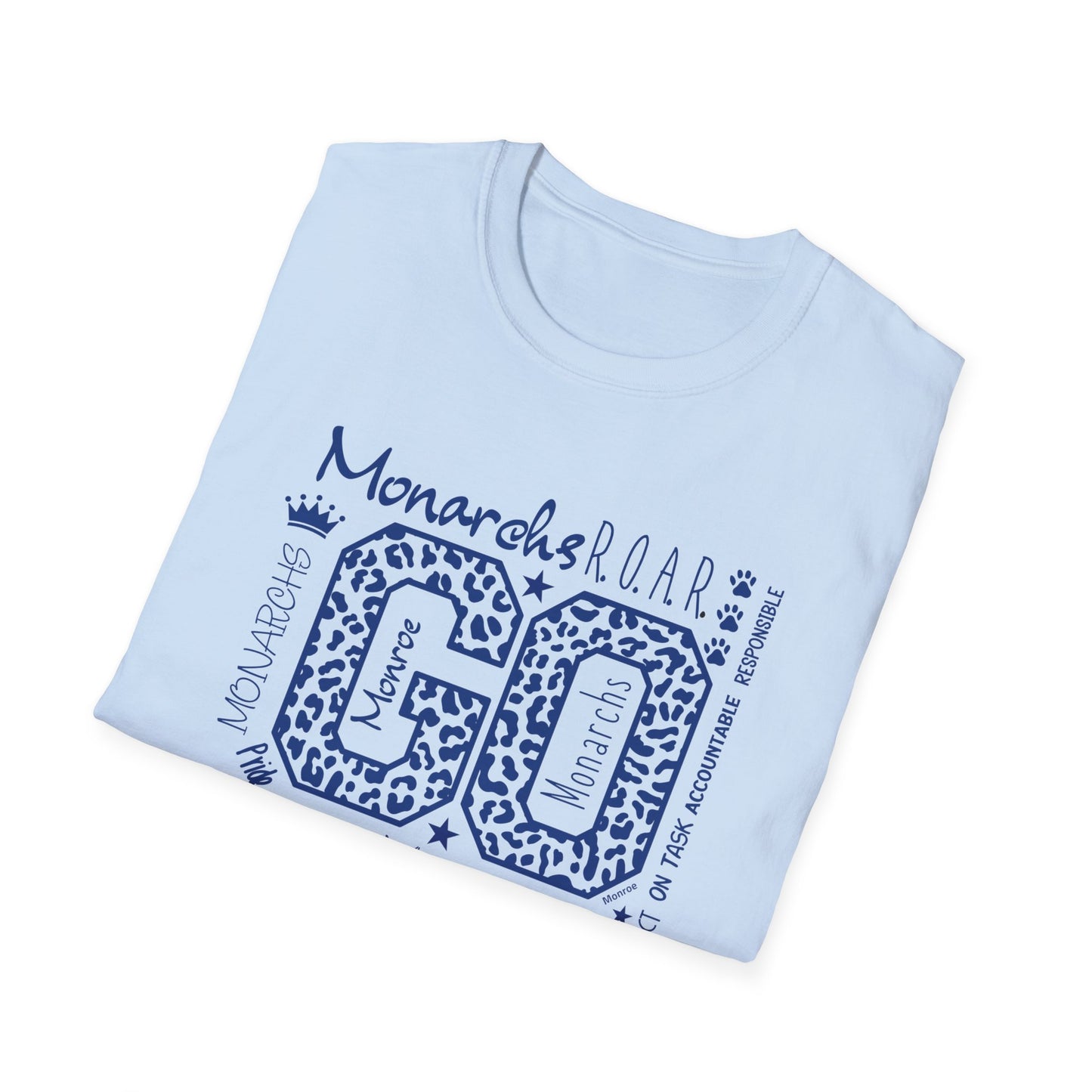 GO Monarchs Blue Leopard Print Unisex T-Shirt - School Spirit & Team Pride
