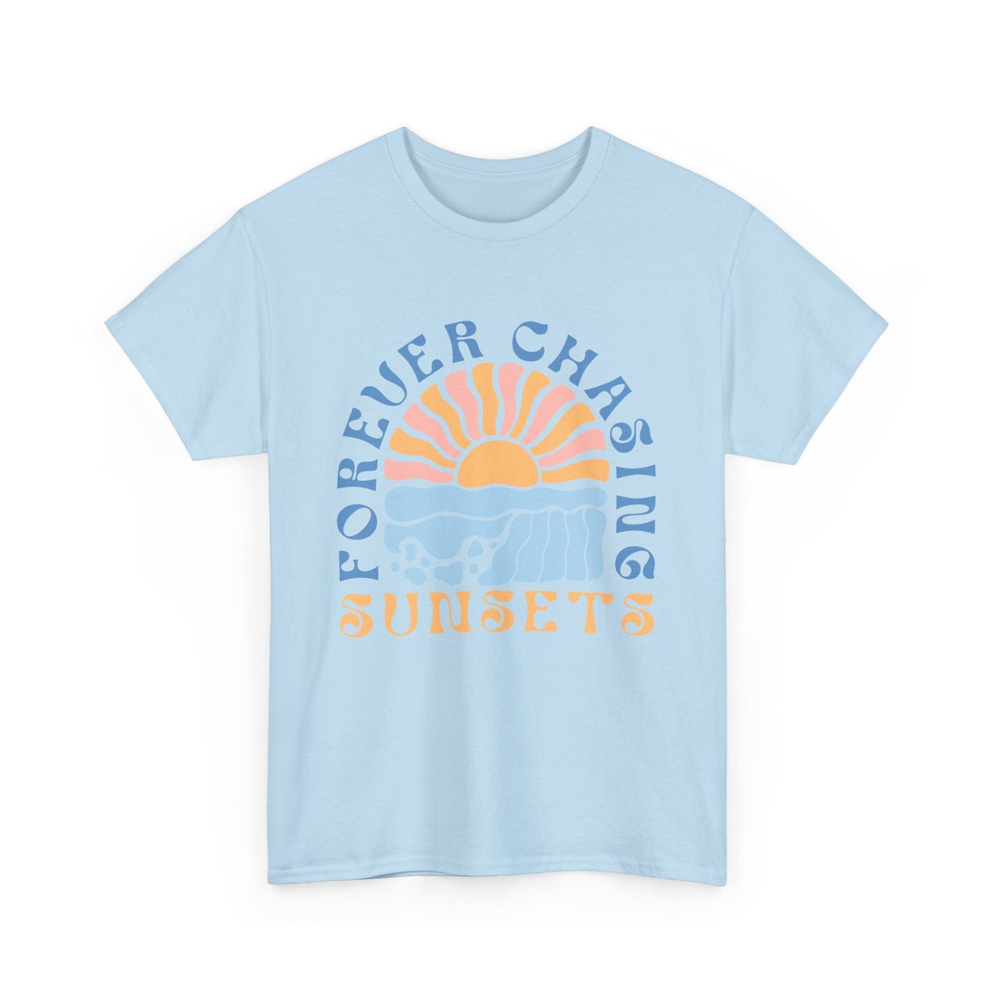 Forever Chasing Sunsets Retro Summer Unisex Heavy Cotton Tee