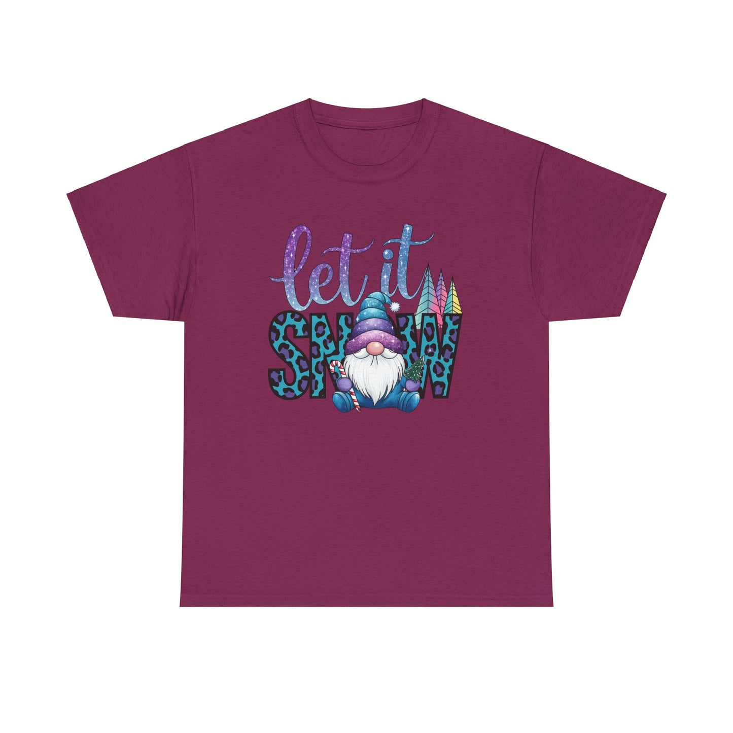 Let It Snow Unisex Heavy Cotton Tee - Fun Winter Holiday Gnome Design