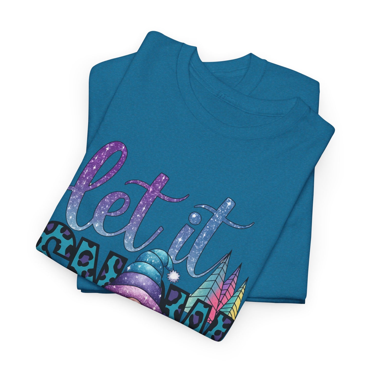 Let It Snow Unisex Heavy Cotton Tee - Fun Winter Holiday Gnome Design