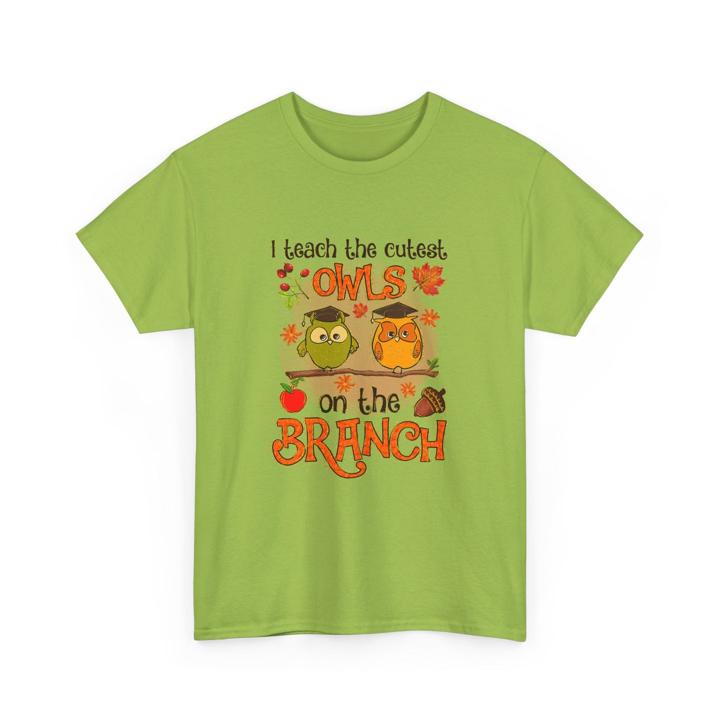 I Teacher The Cutest Owls on the Branch Fall Teacher Unisex Heavy Cotton Tee