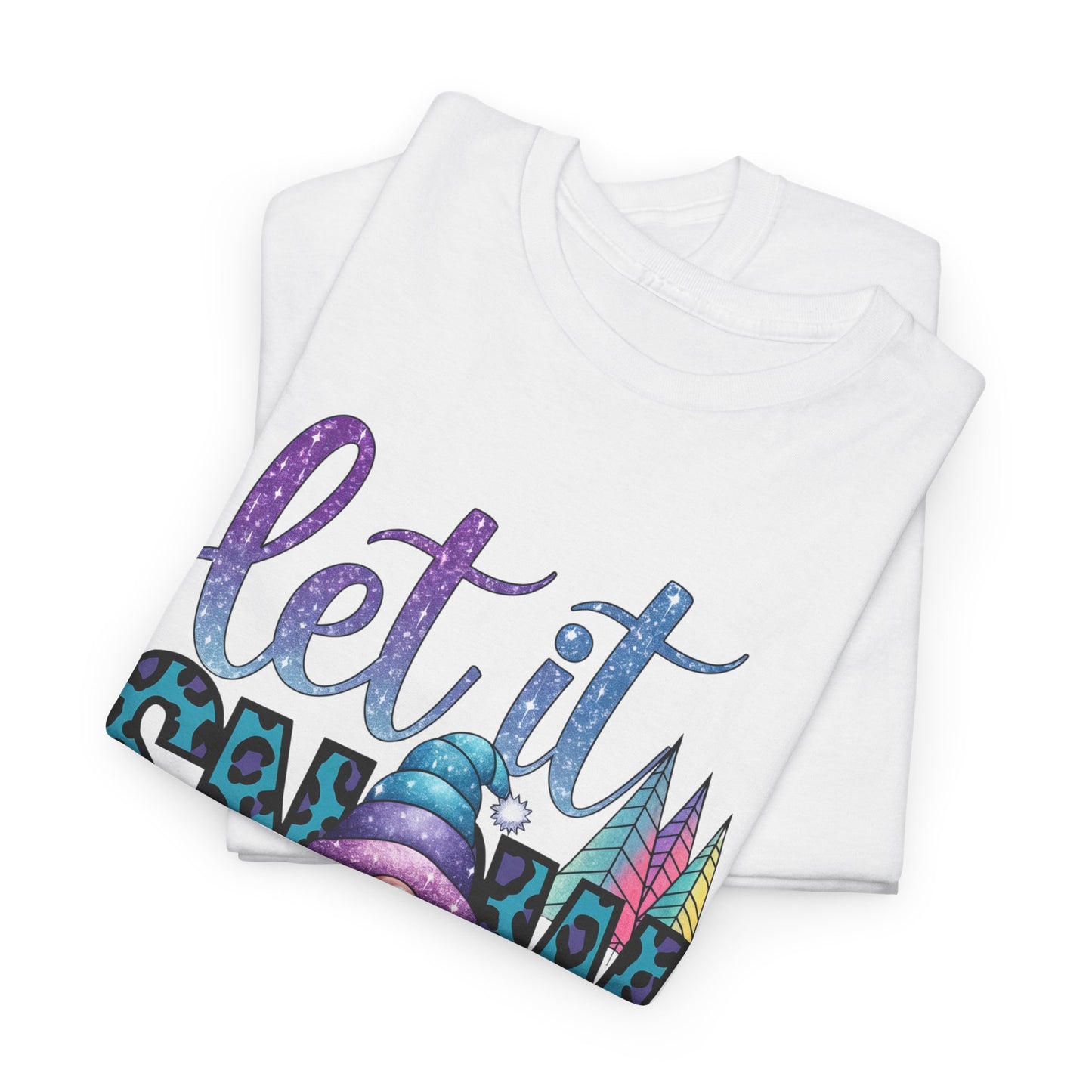 Let It Snow Unisex Heavy Cotton Tee - Fun Winter Holiday Gnome Design