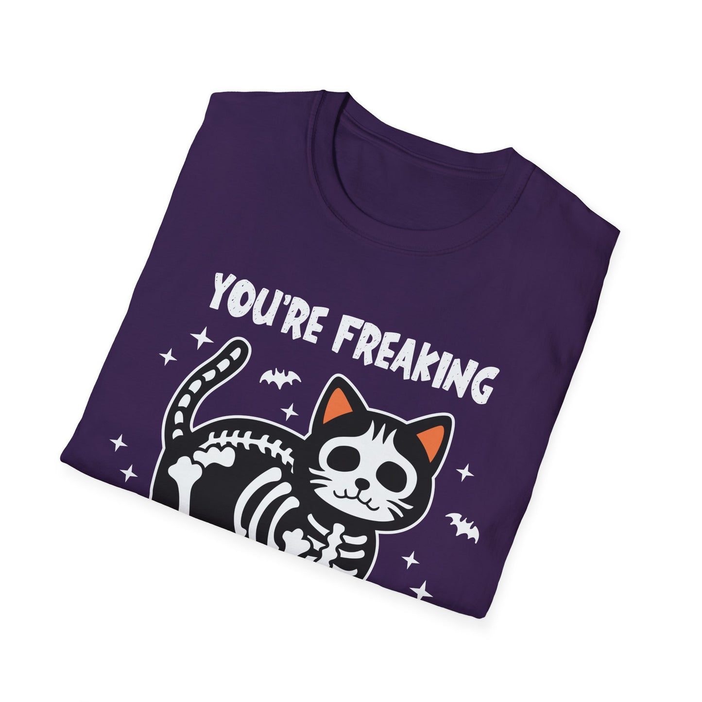 You're Freaking Meowt Skeleton Cat Unisex Softstyle Halloween T-Shirt