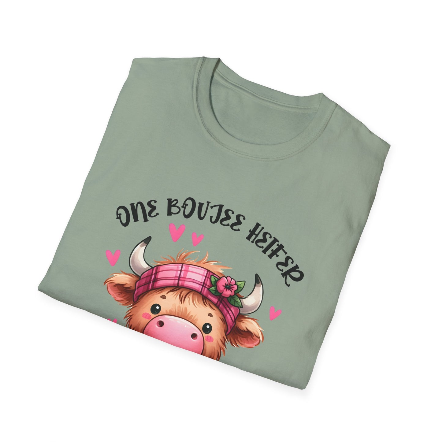 One Boujee Heifer Unisex Softstyle Cow T-Shirt - Cute Cow Graphic Tee