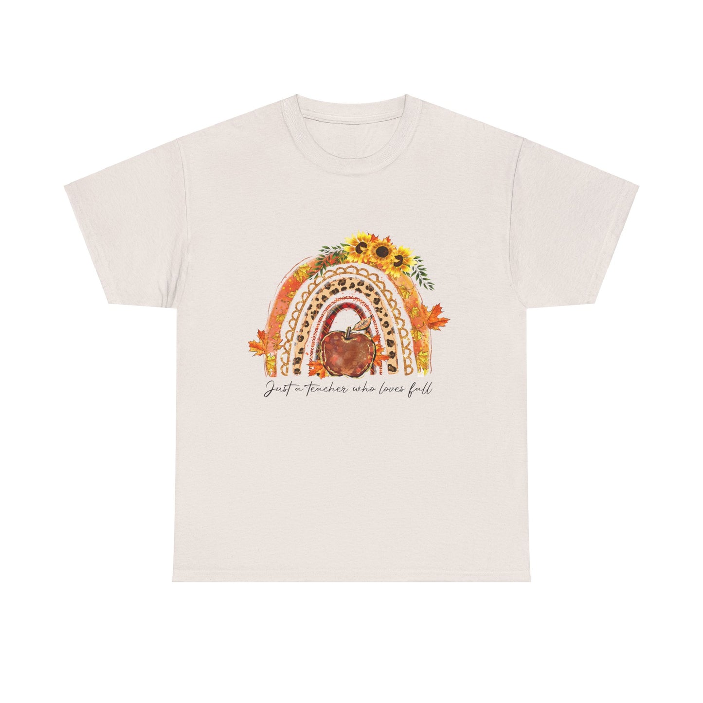 Fall Vibes Unisex Heavy Cotton Tee - 'Just a Teacher Who Loves Fall'