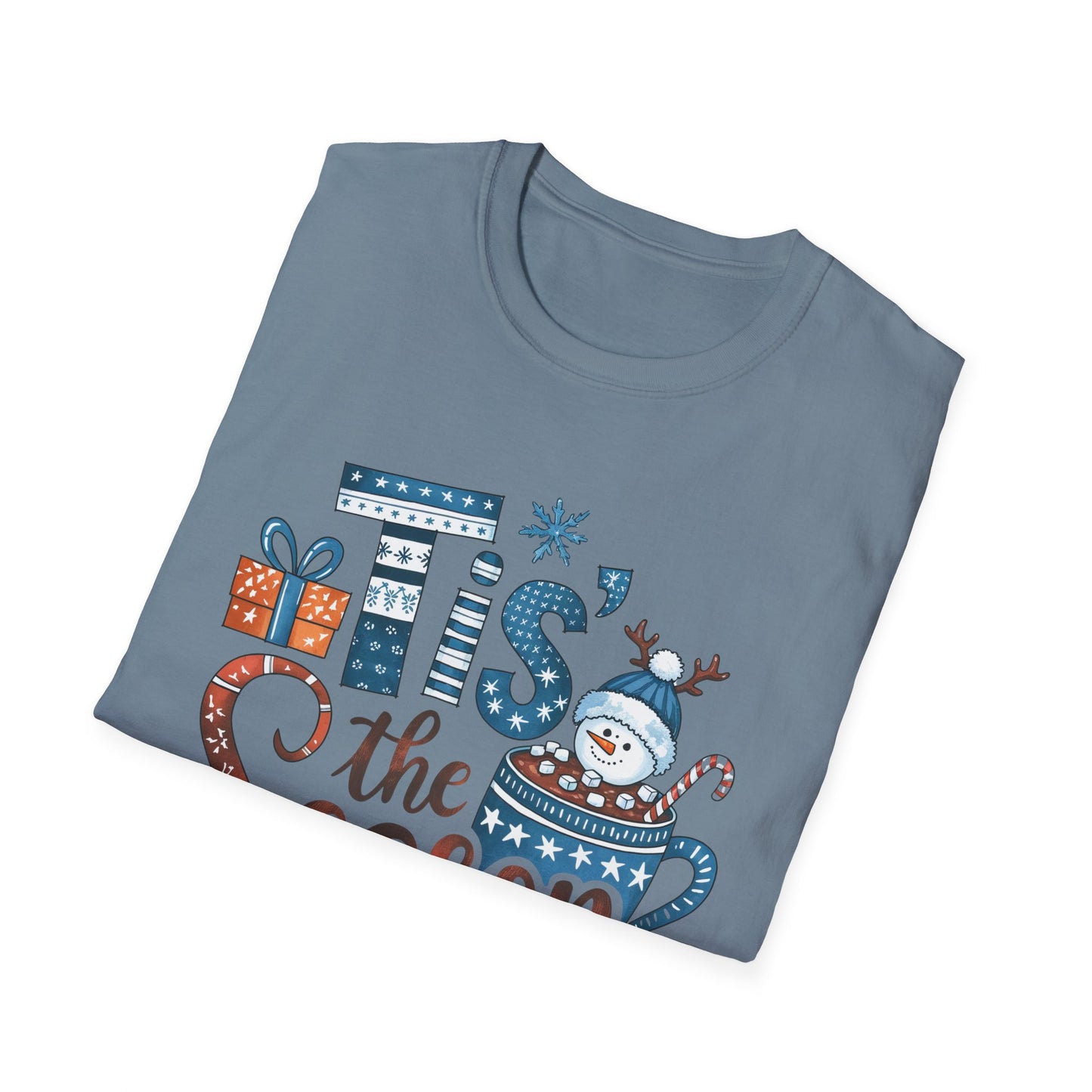 Winter Holiday Snowman Mug Design Unisex Softstyle T-Shirt - ‘Tis the Season Festive Tee