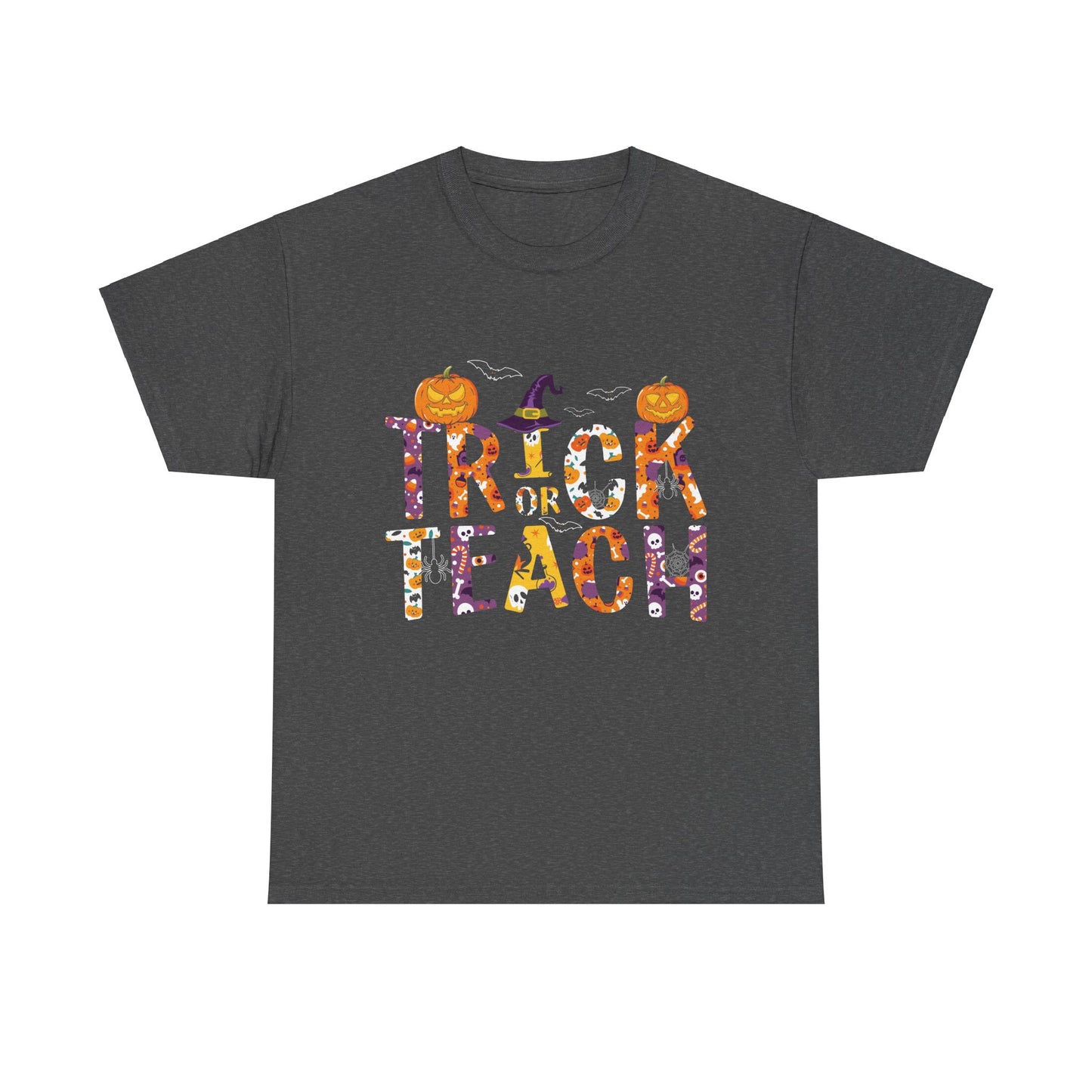 Trick or Teach Halloween School Teacher Unisex Heavy Cotton Tee