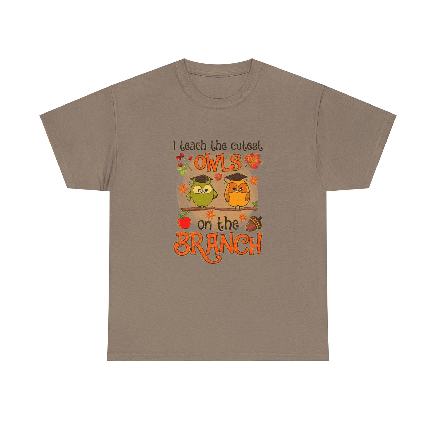 I Teacher The Cutest Owls on the Branch Fall Teacher Unisex Heavy Cotton Tee