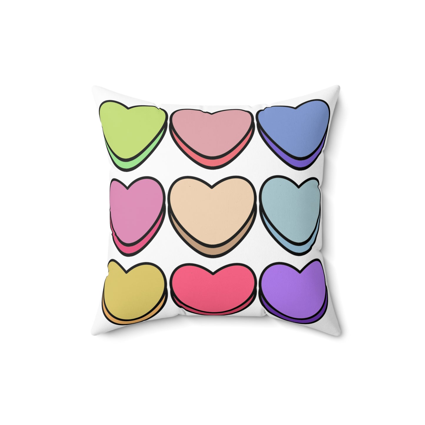 Valentines Brightly Colored Hearts Square Pillow