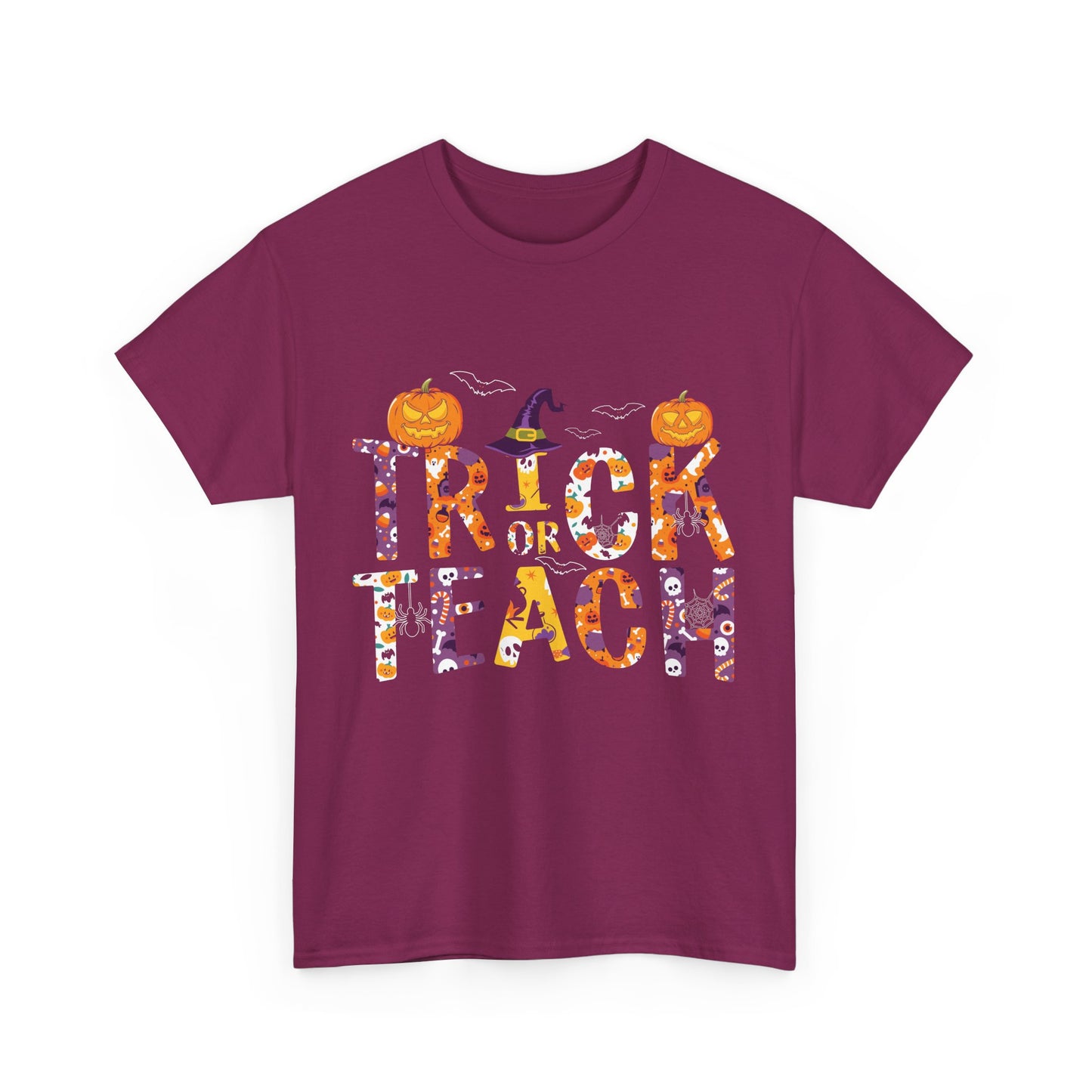 Trick or Teach Halloween School Teacher Unisex Heavy Cotton Tee