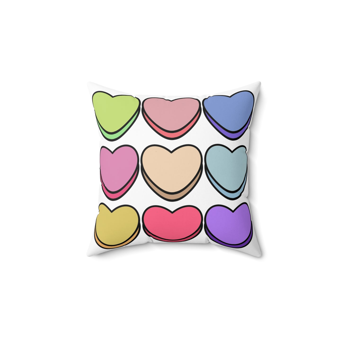 Valentines Brightly Colored Hearts Square Pillow