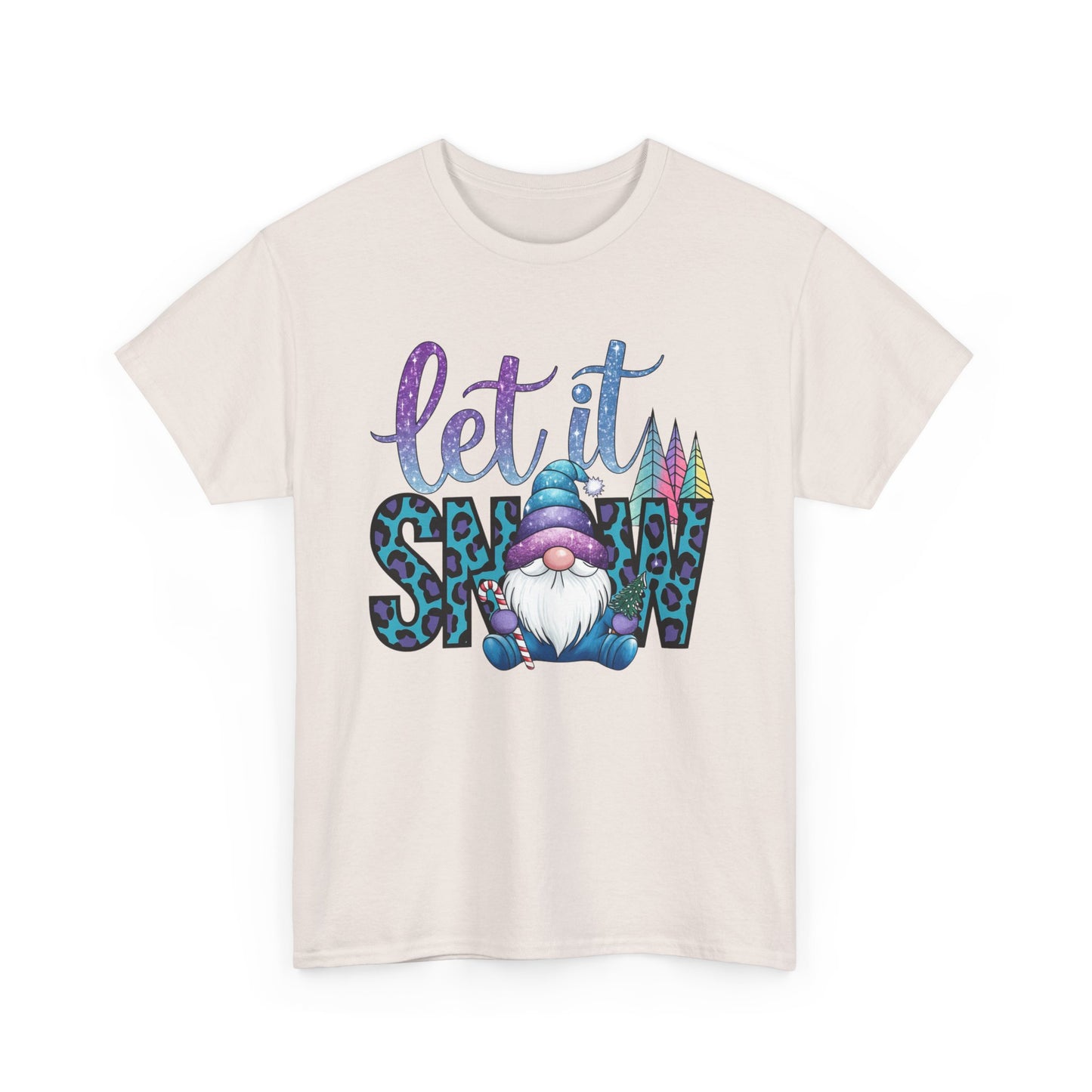 Let It Snow Unisex Heavy Cotton Tee - Fun Winter Holiday Gnome Design