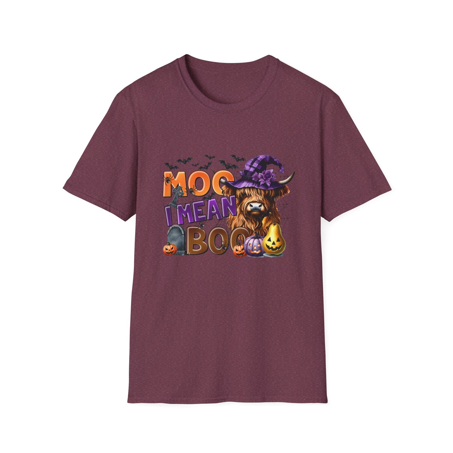 Funny Cow Halloween T-Shirt - "MOO I Mean BOO" - Unisex Softstyle Tee