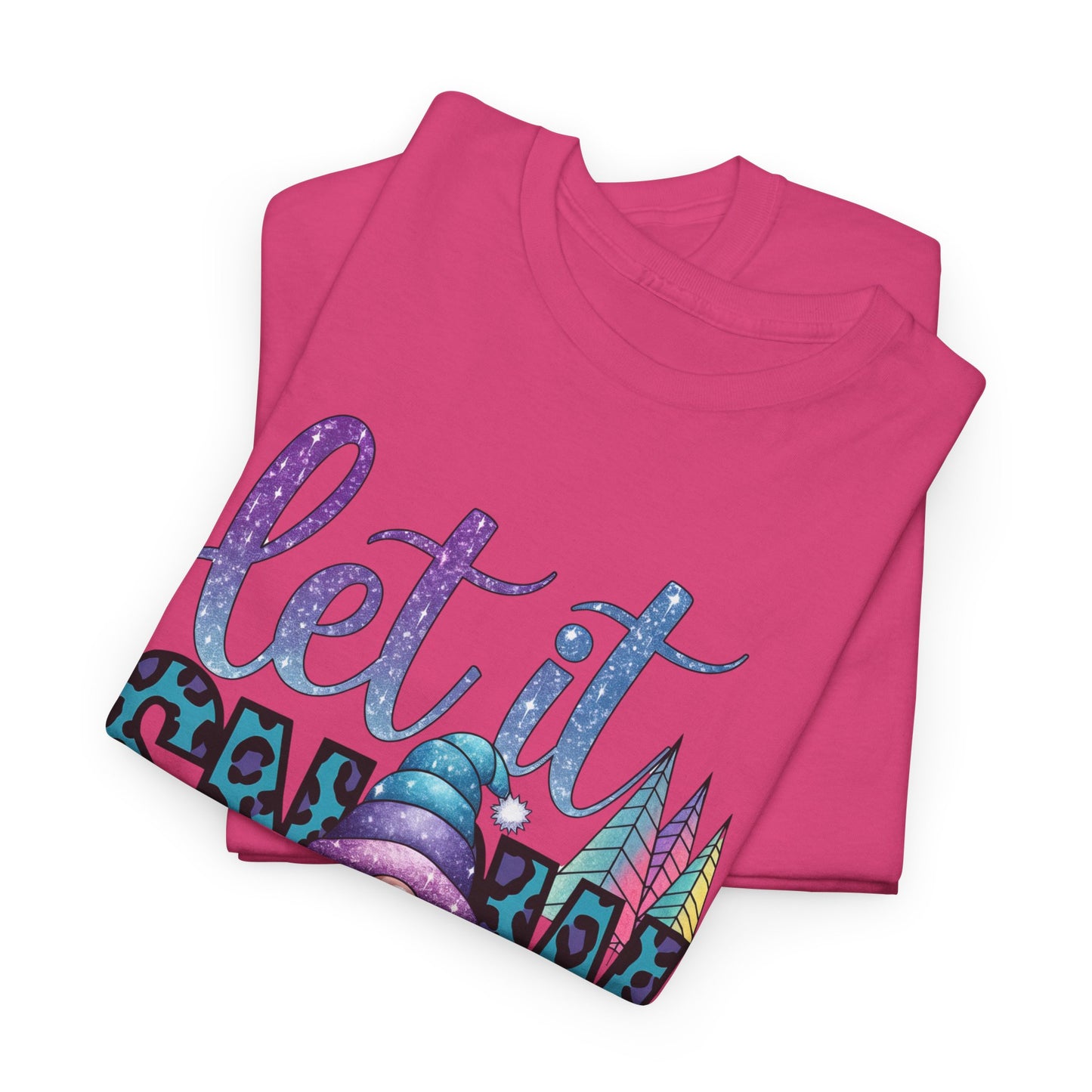Let It Snow Unisex Heavy Cotton Tee - Fun Winter Holiday Gnome Design