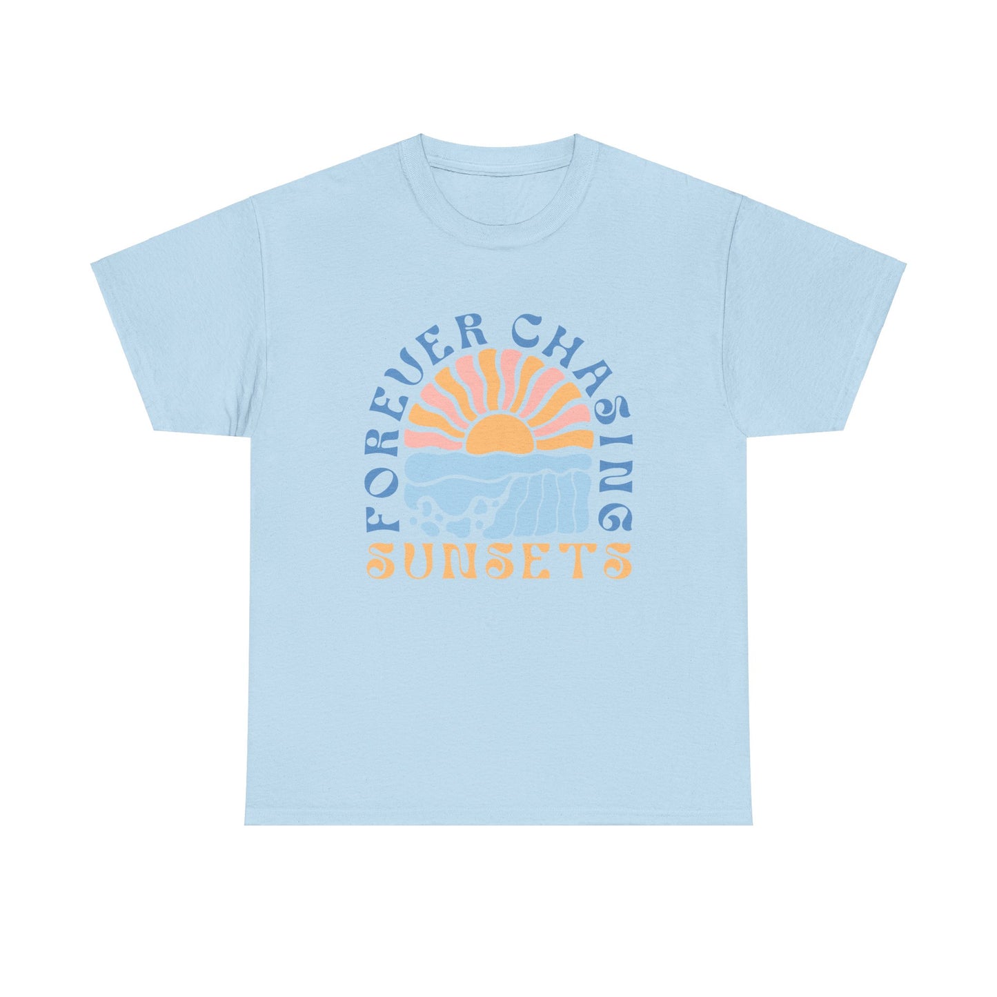 Forever Chasing Sunsets Retro Summer Unisex Heavy Cotton Tee