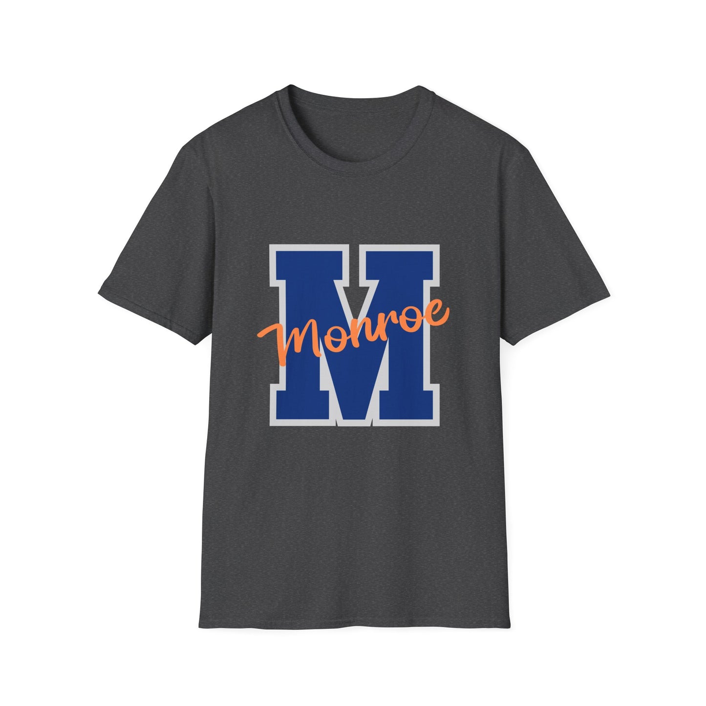 Monroe M Blue Orange Monroe Unisex Softstyle T-Shirt - Casual Comfort & Custom Style