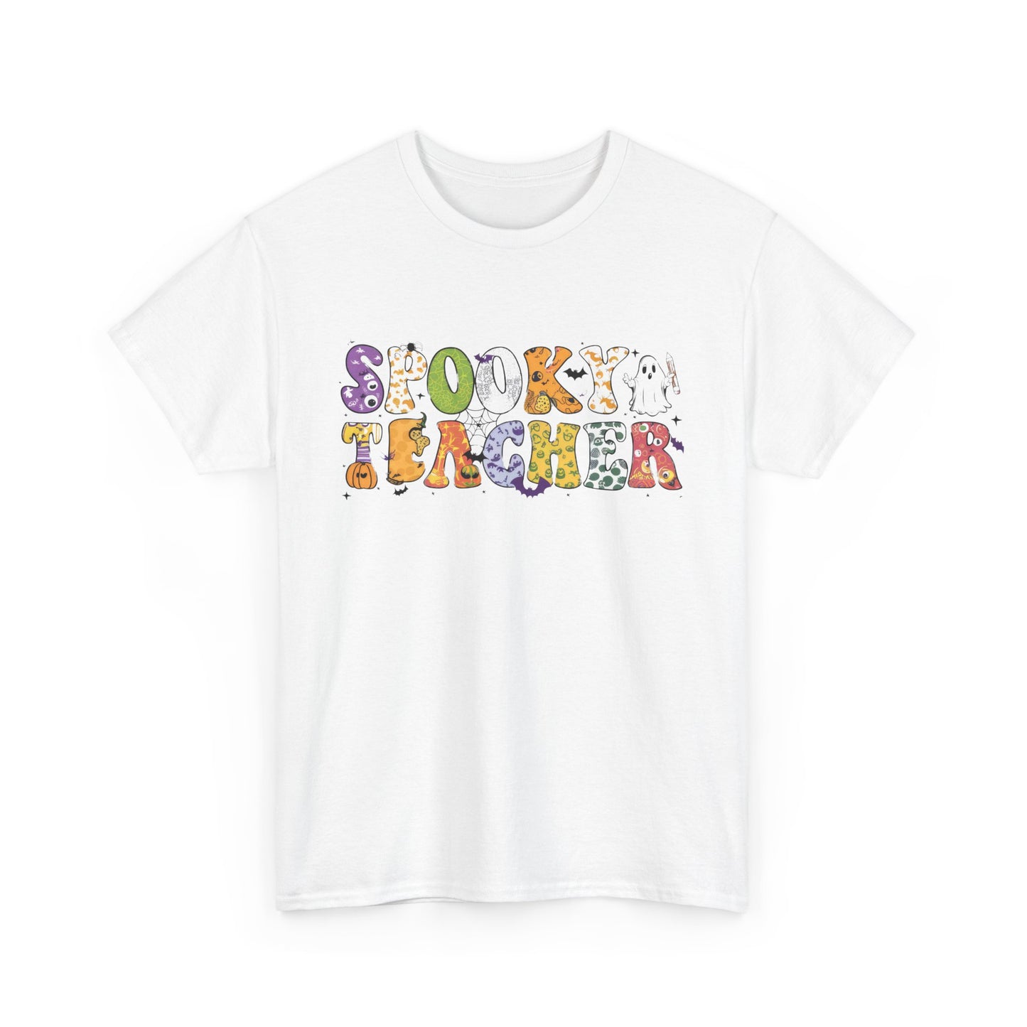 Spooky Teacher Unisex Heavy Cotton Tee - Perfect for Halloween School Teacher Classroom Style