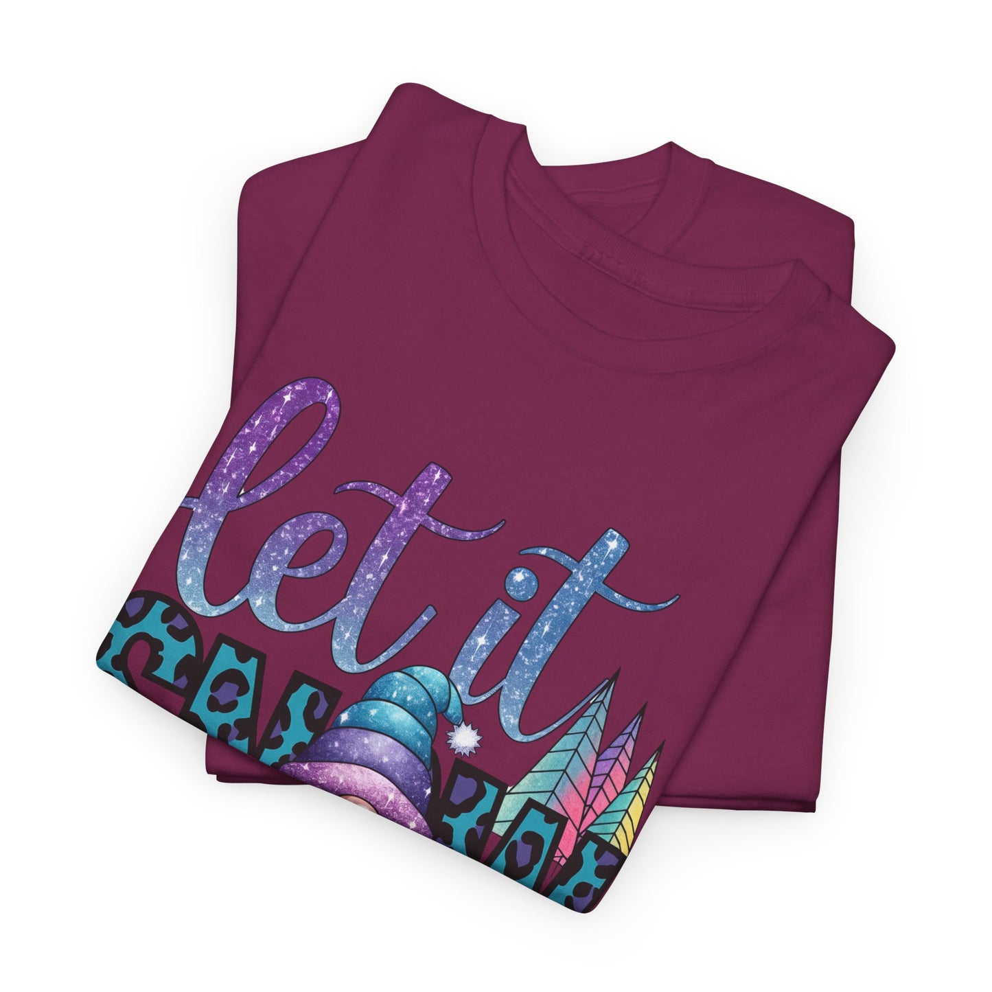 Let It Snow Unisex Heavy Cotton Tee - Fun Winter Holiday Gnome Design