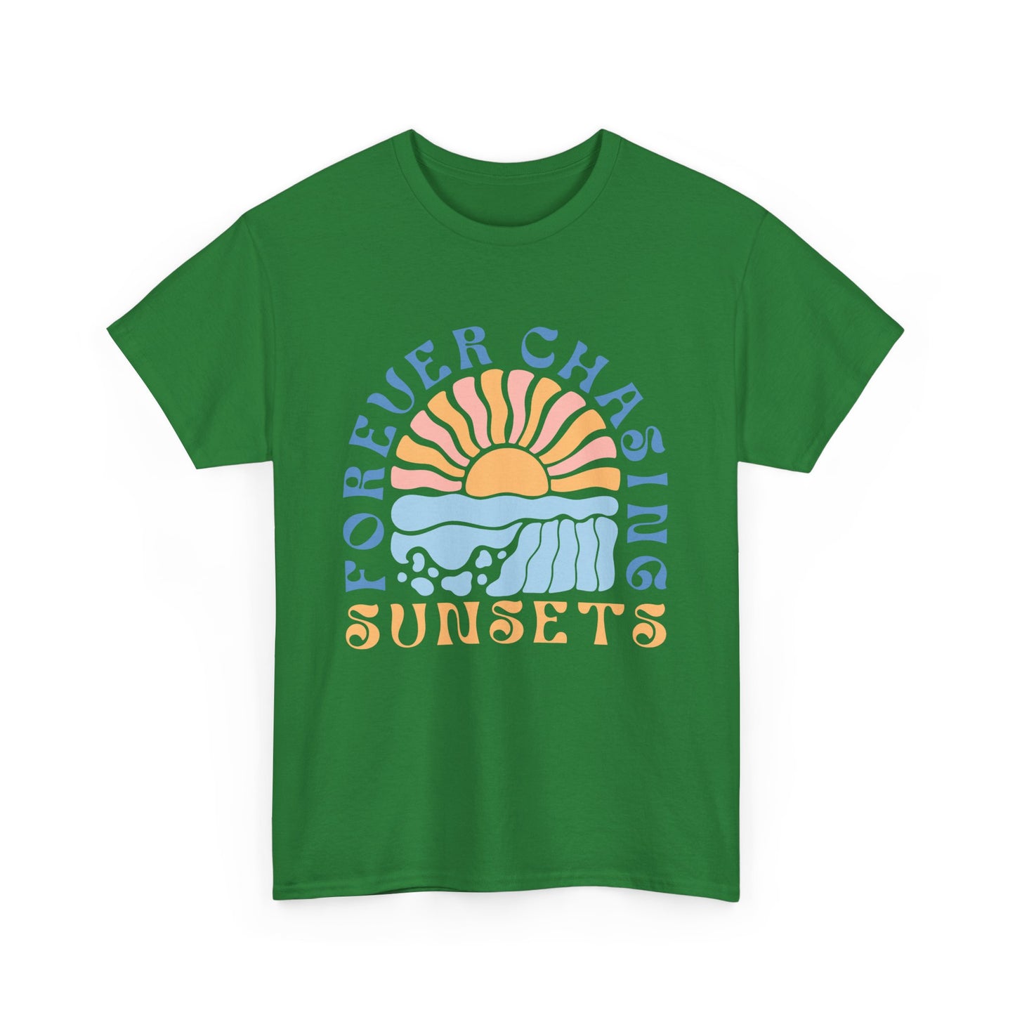 Forever Chasing Sunsets Retro Summer Unisex Heavy Cotton Tee