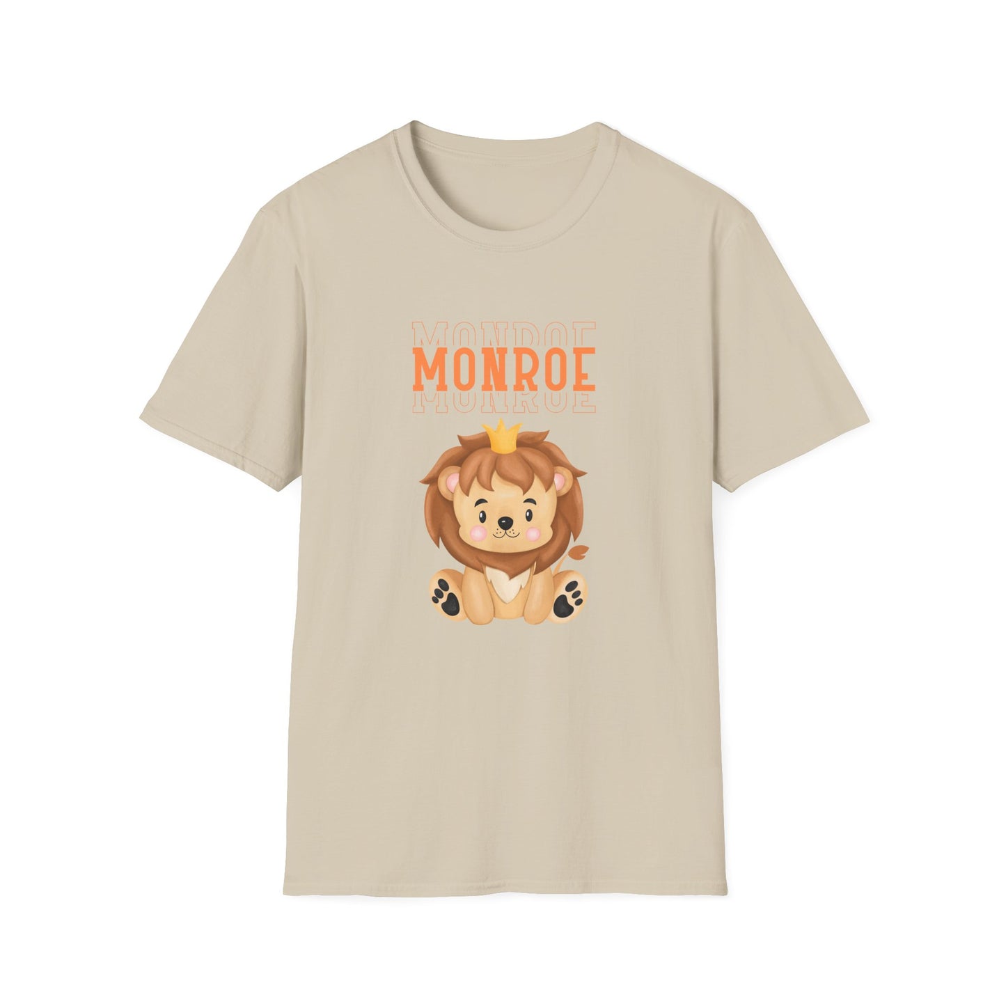 Triple Monroe Orange Lettering with Cute Lion King Unisex Adult Softstyle T-Shirt