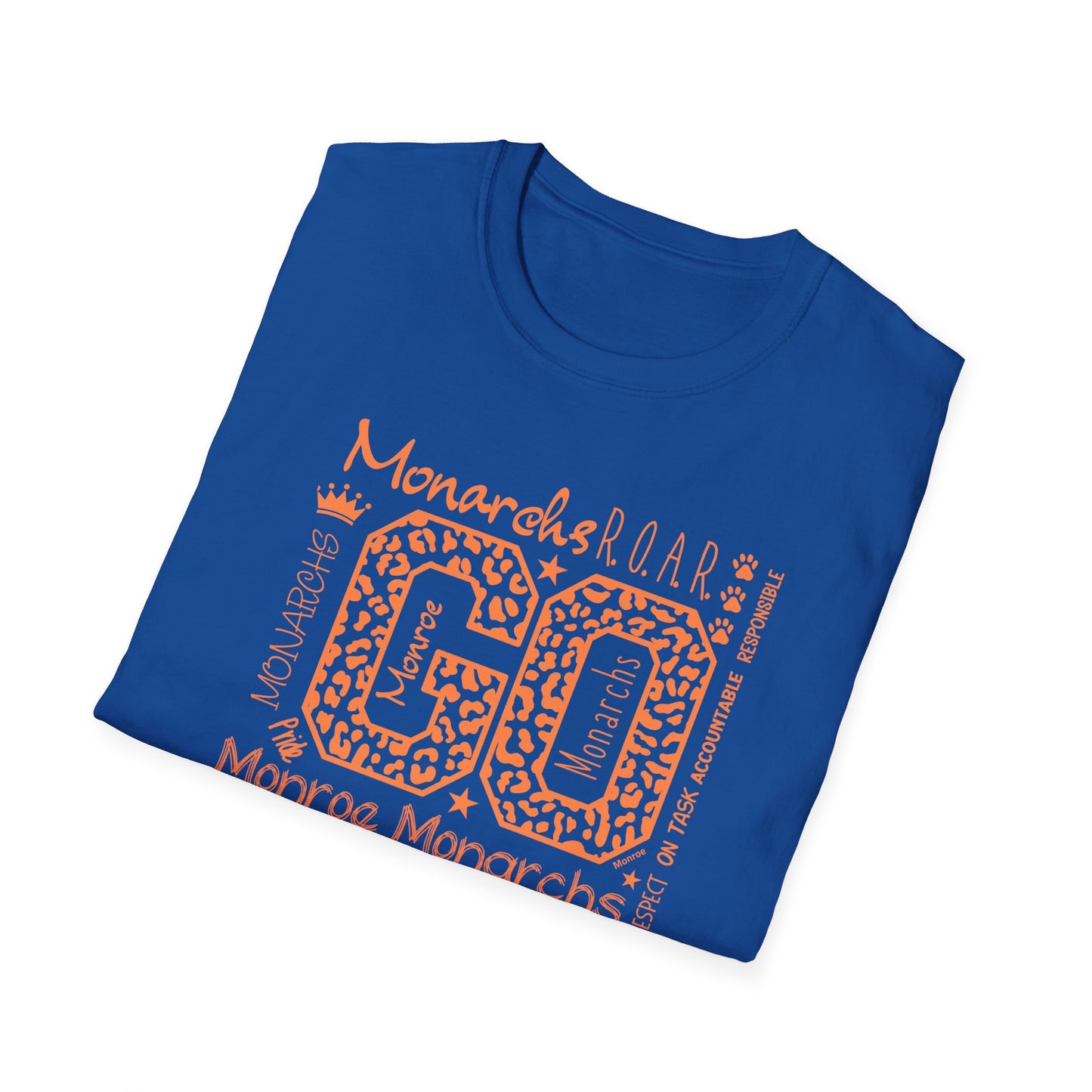 Go  Monarchs Orange Leopard Print Unisex Softstyle T-Shirt