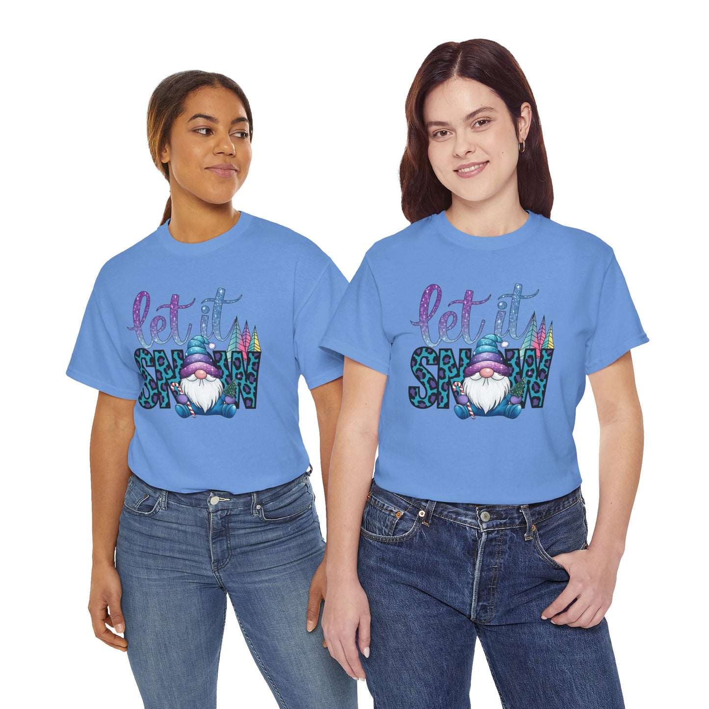 Let It Snow Unisex Heavy Cotton Tee - Fun Winter Holiday Gnome Design