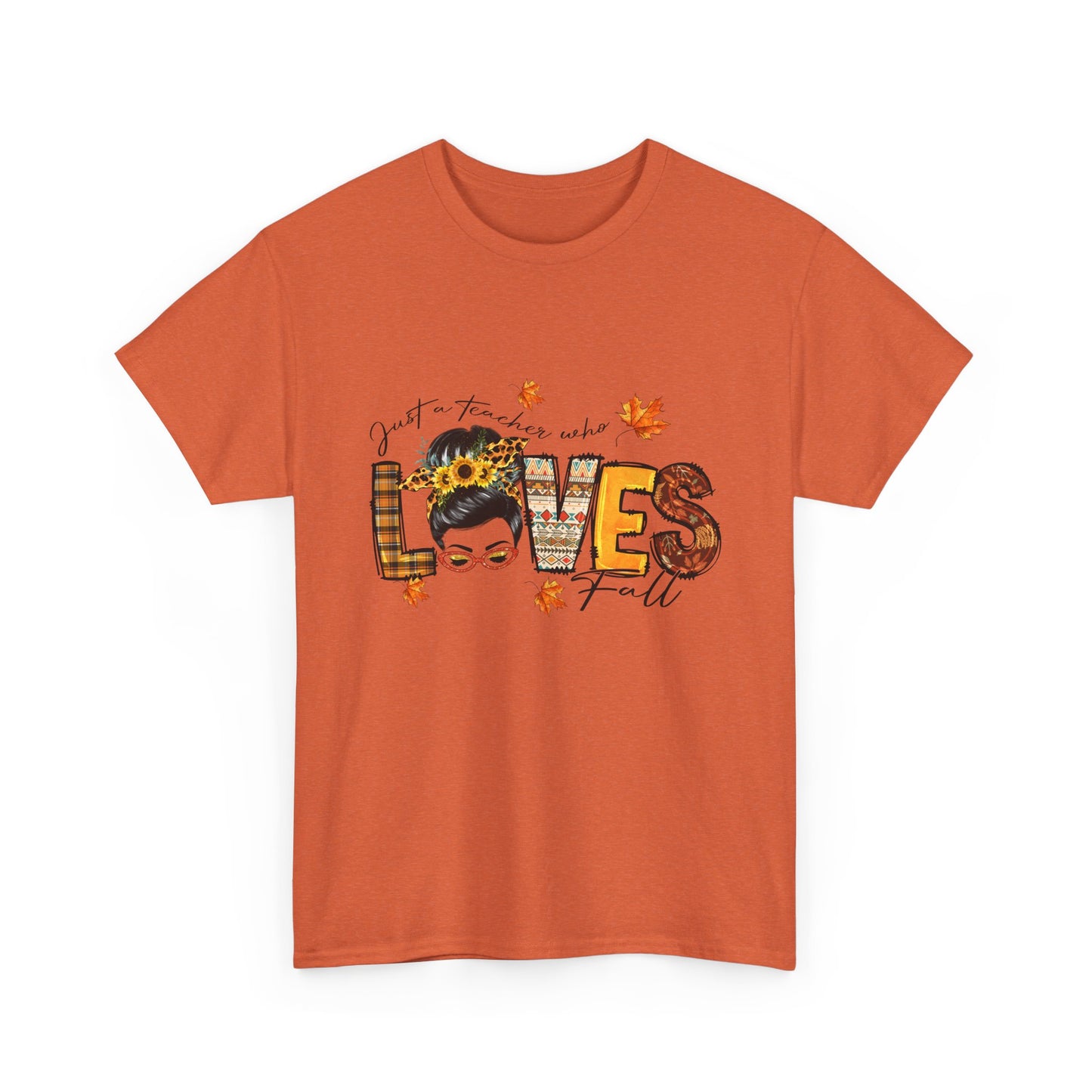 Fall Vibes Unisex Heavy Cotton Tee - 'Loves Fall' Floral Design
