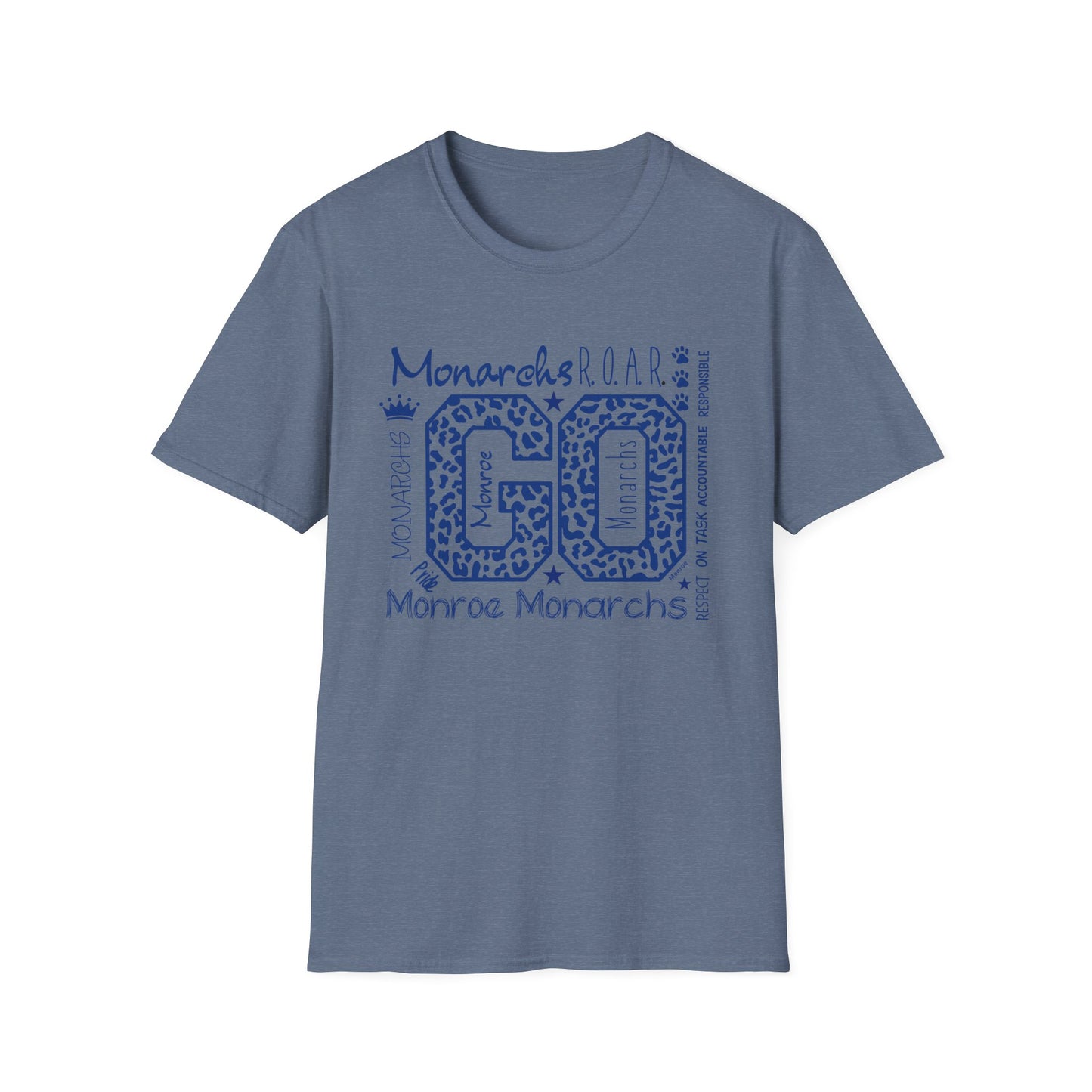 GO Monarchs Blue Leopard Print Unisex T-Shirt - School Spirit & Team Pride