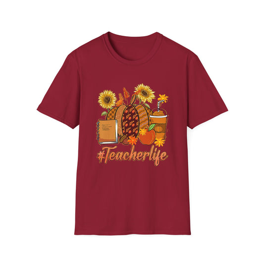 #Teacherlife Fall Unisex Softstyle T-Shirt - Perfect Gift for Teachers, Back to School, and Appreciation Events