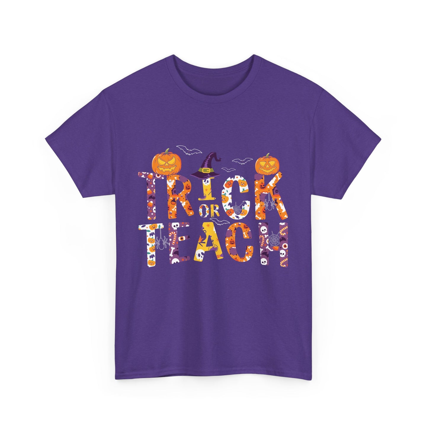 Trick or Teach Halloween School Teacher Unisex Heavy Cotton Tee