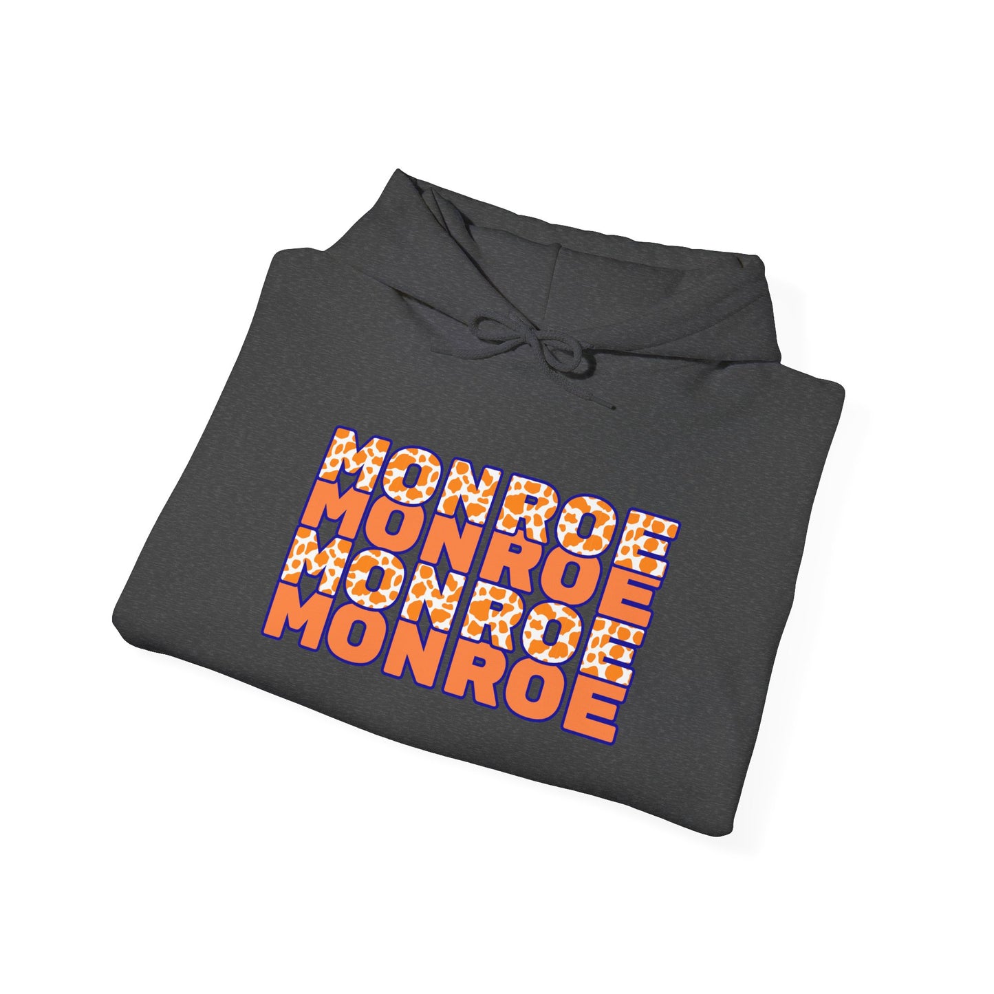 Monroe Spirit 2 dided Cow Print Unisex Heavy Blend™ Hooded Sweatshirt - Cozy and Stylish for Game Days