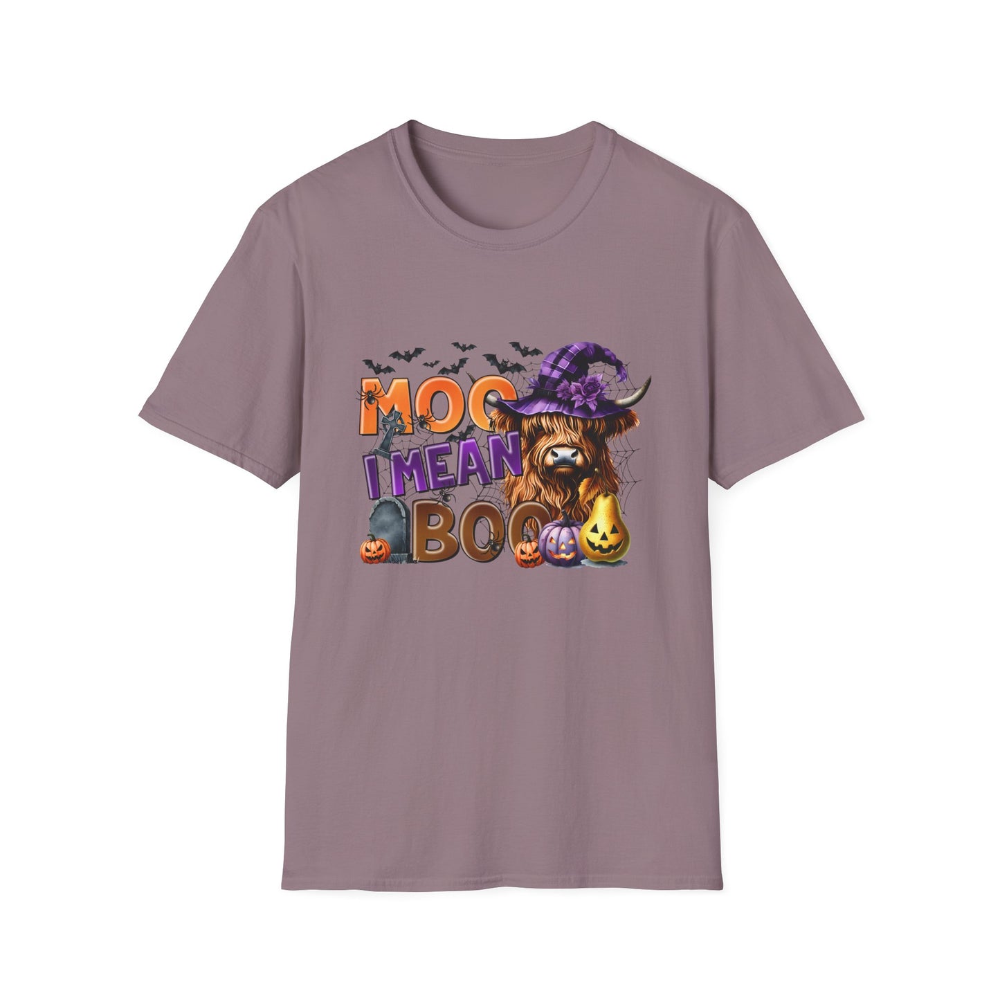 Funny Cow Halloween T-Shirt - "MOO I Mean BOO" - Unisex Softstyle Tee