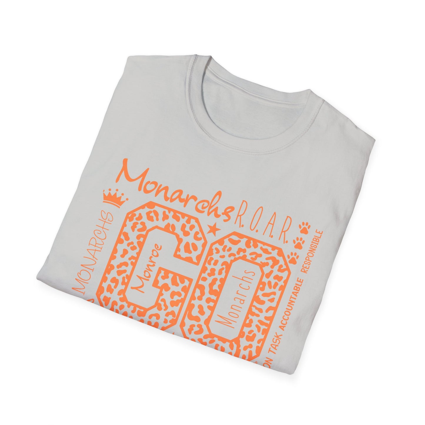 Go  Monarchs Orange Leopard Print Unisex Softstyle T-Shirt