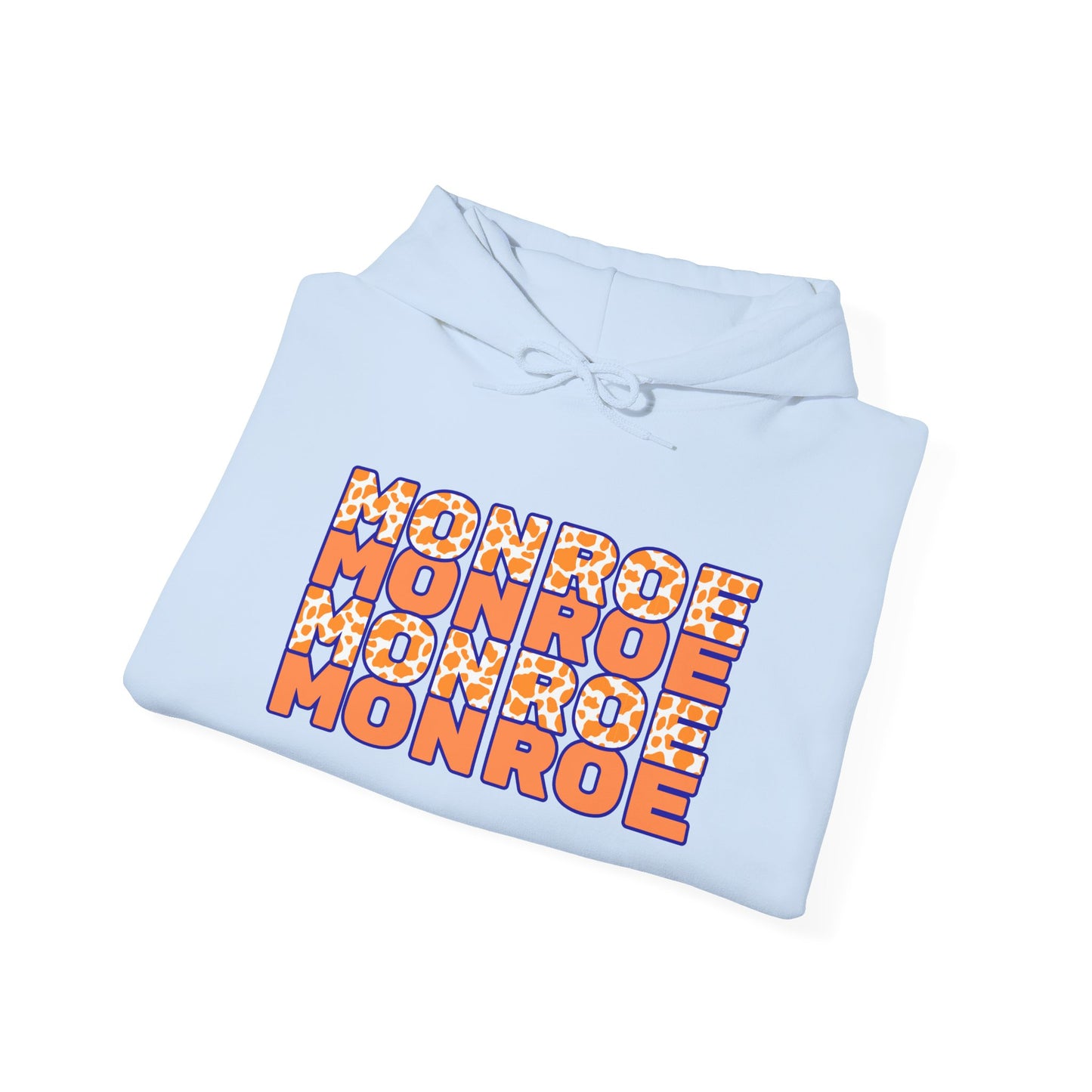 Monroe Spirit 2 dided Cow Print Unisex Heavy Blend™ Hooded Sweatshirt - Cozy and Stylish for Game Days