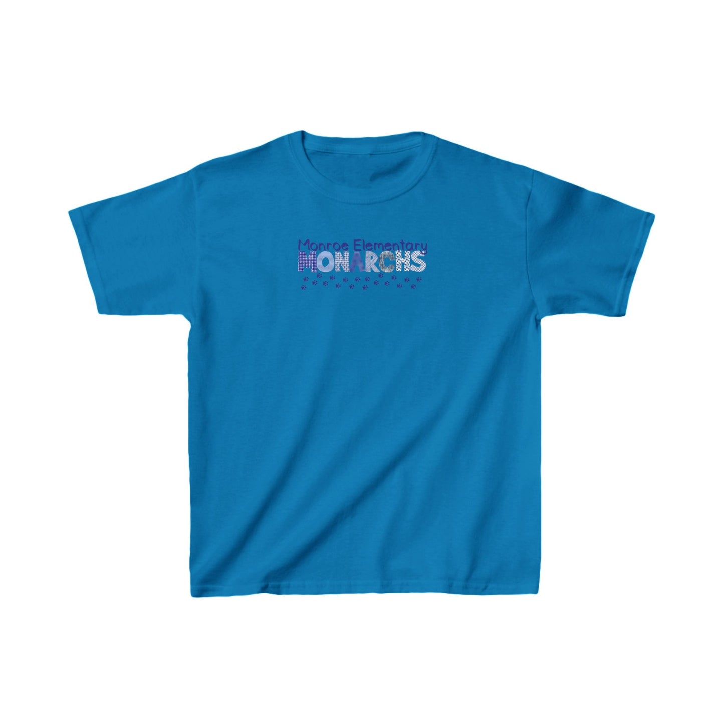 Kids Monroe Elementary Monarchs Blue Pattern Heavy Cotton™ Tee - School Spirit Shirt