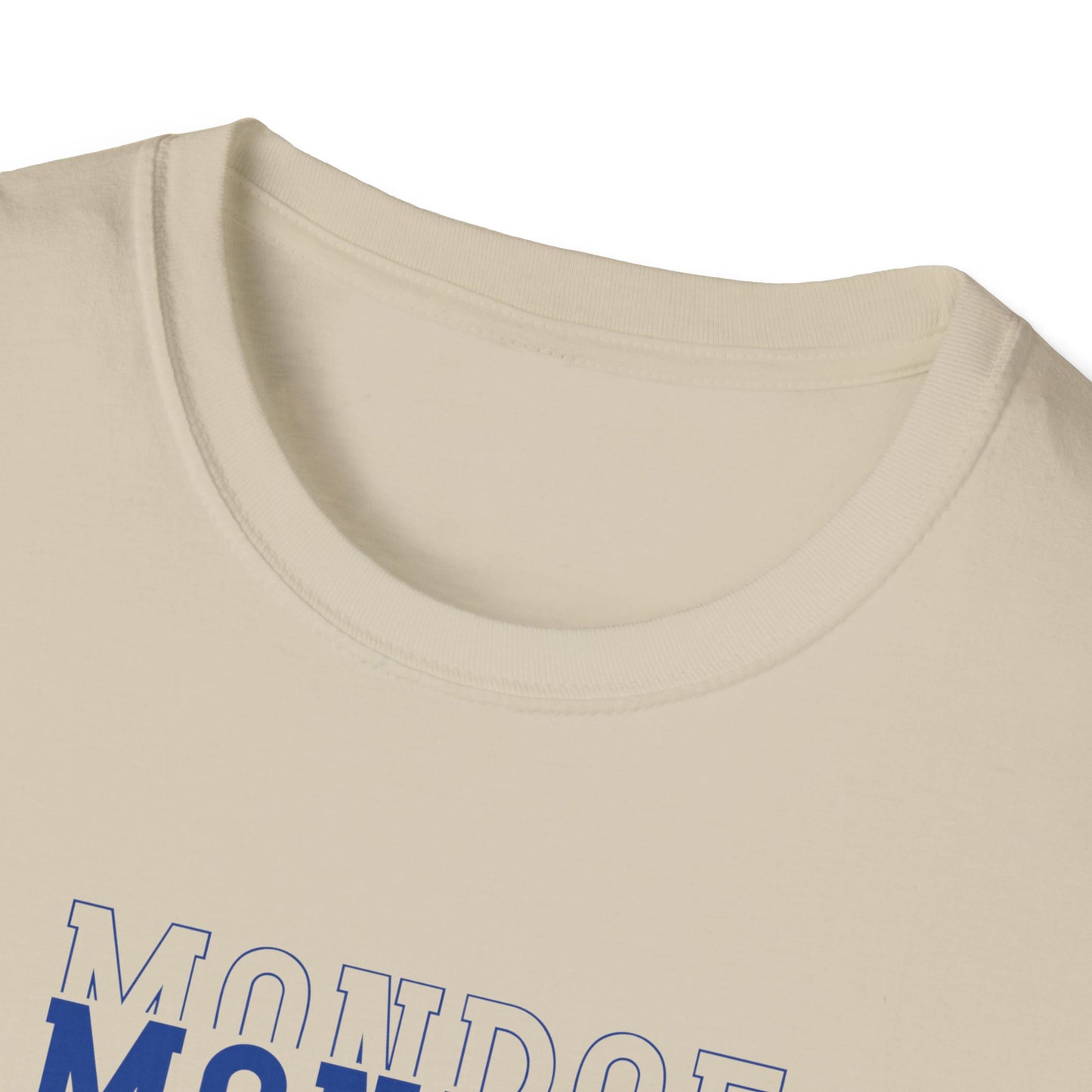 Triple Monroe Blue Lettering Cute Lion Wearing Crown Softstyle T-Shirt: Adult Unisex