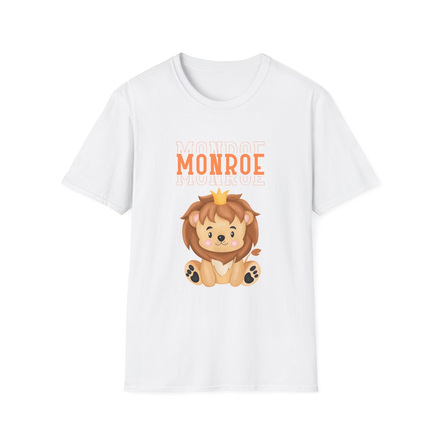 Triple Monroe Orange Lettering with Cute Lion King Unisex Adult Softstyle T-Shirt