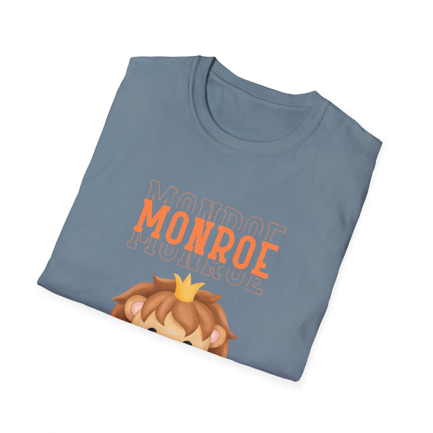 Triple Monroe Orange Lettering with Cute Lion King Unisex Adult Softstyle T-Shirt