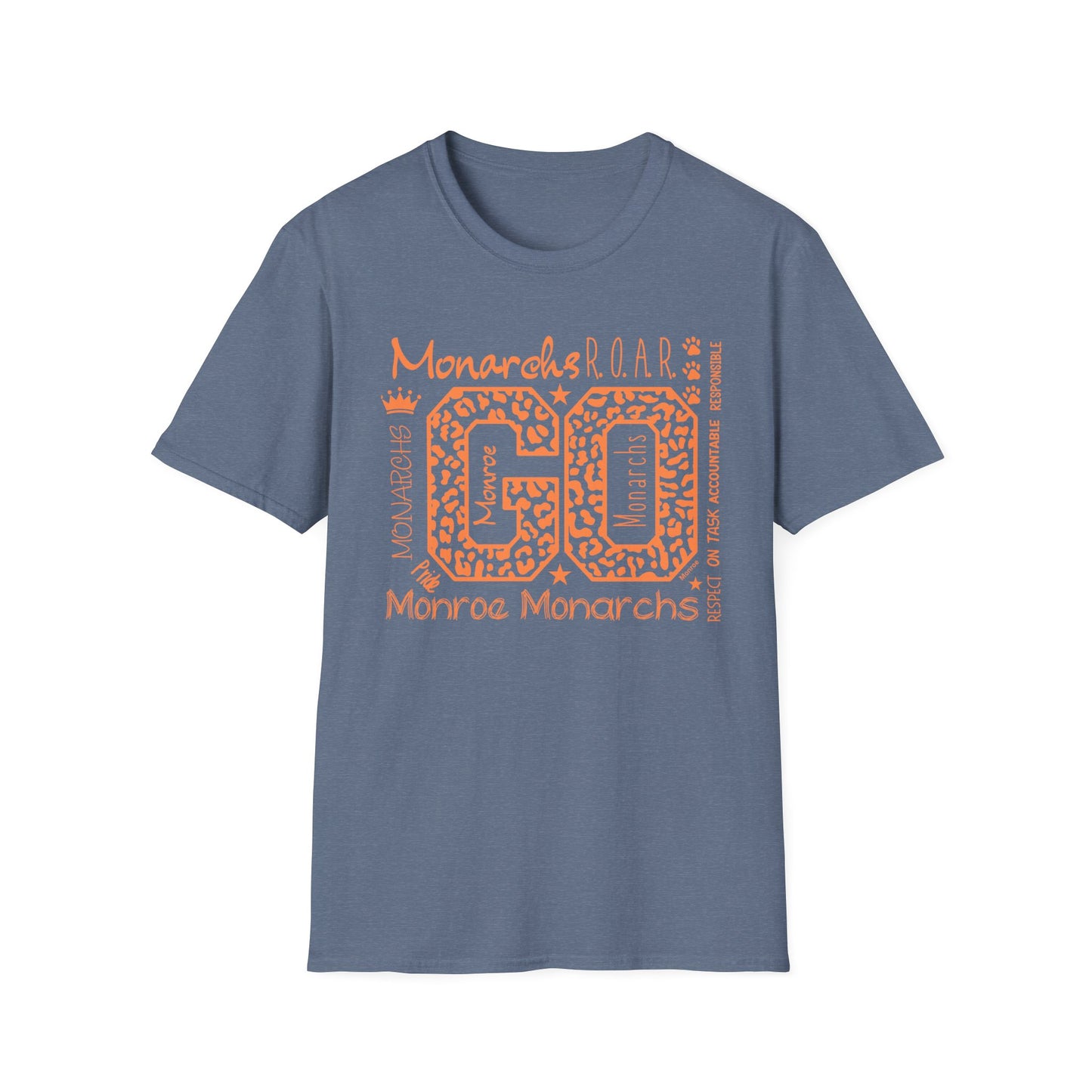Go  Monarchs Orange Leopard Print Unisex Softstyle T-Shirt
